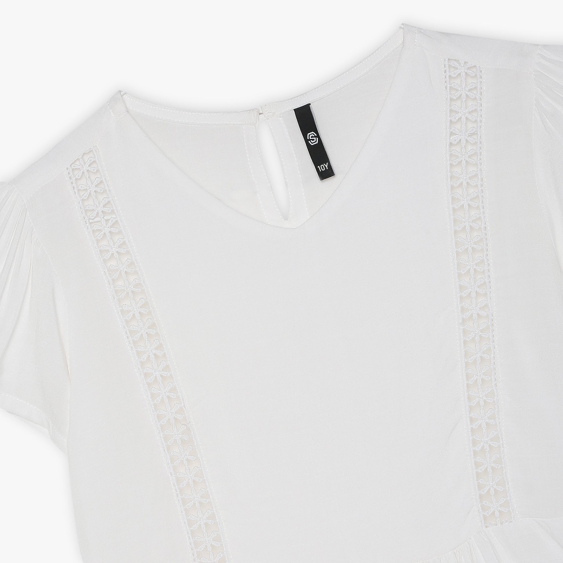 Girls Regular Fit Solid V-Neck Top