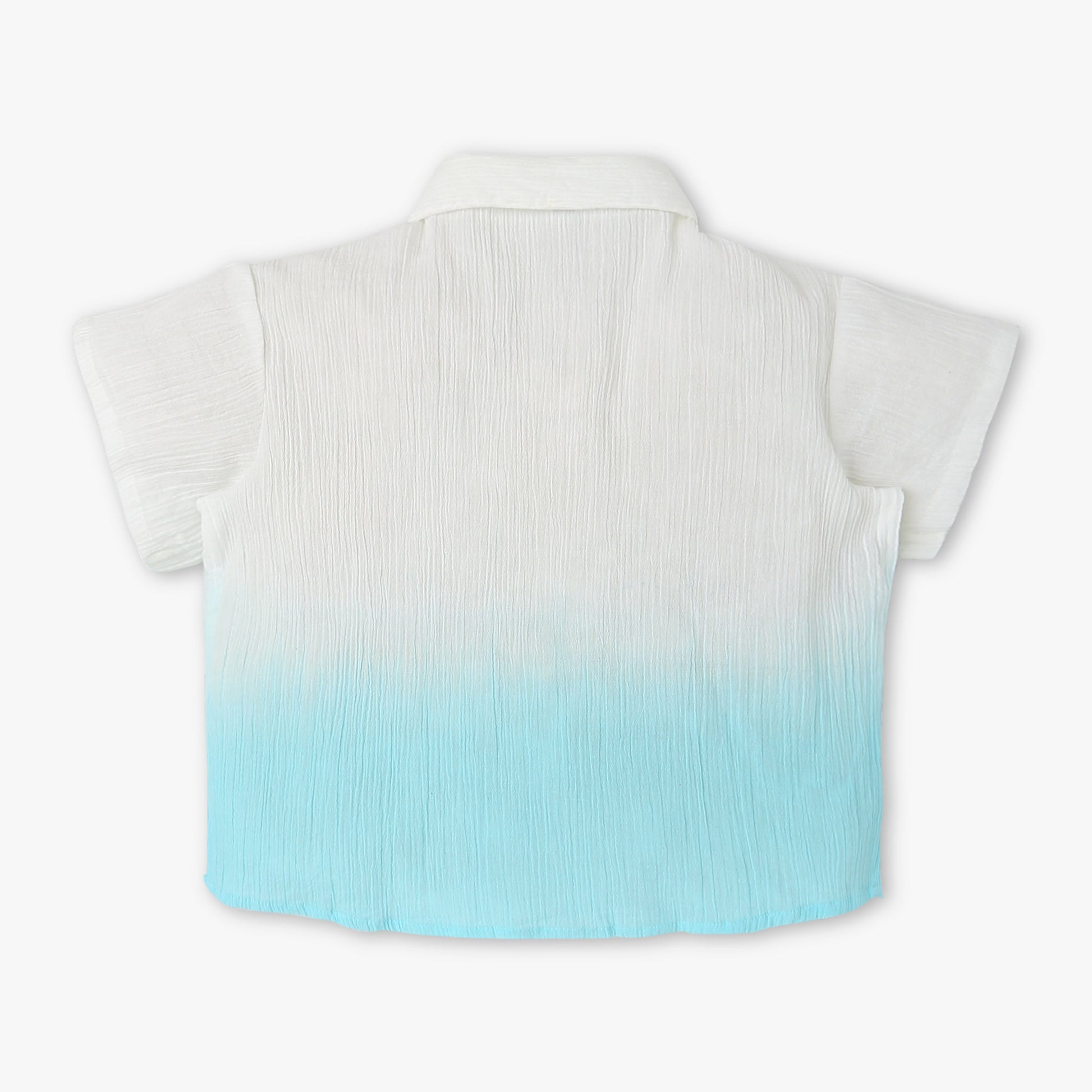 Girls Regular Fit Tie - Dye Shirt Collar Short Sleeve Top