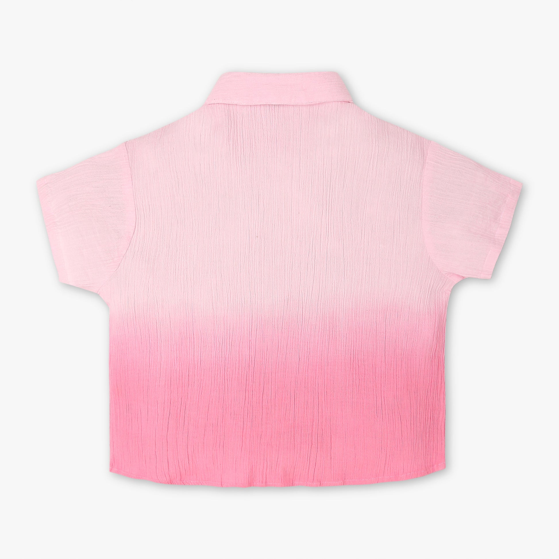 Girls Regular Fit Tie - Dye Shirt Collar Short Sleeve Top