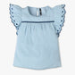 Girls Butterfly Sleeve Denim Top