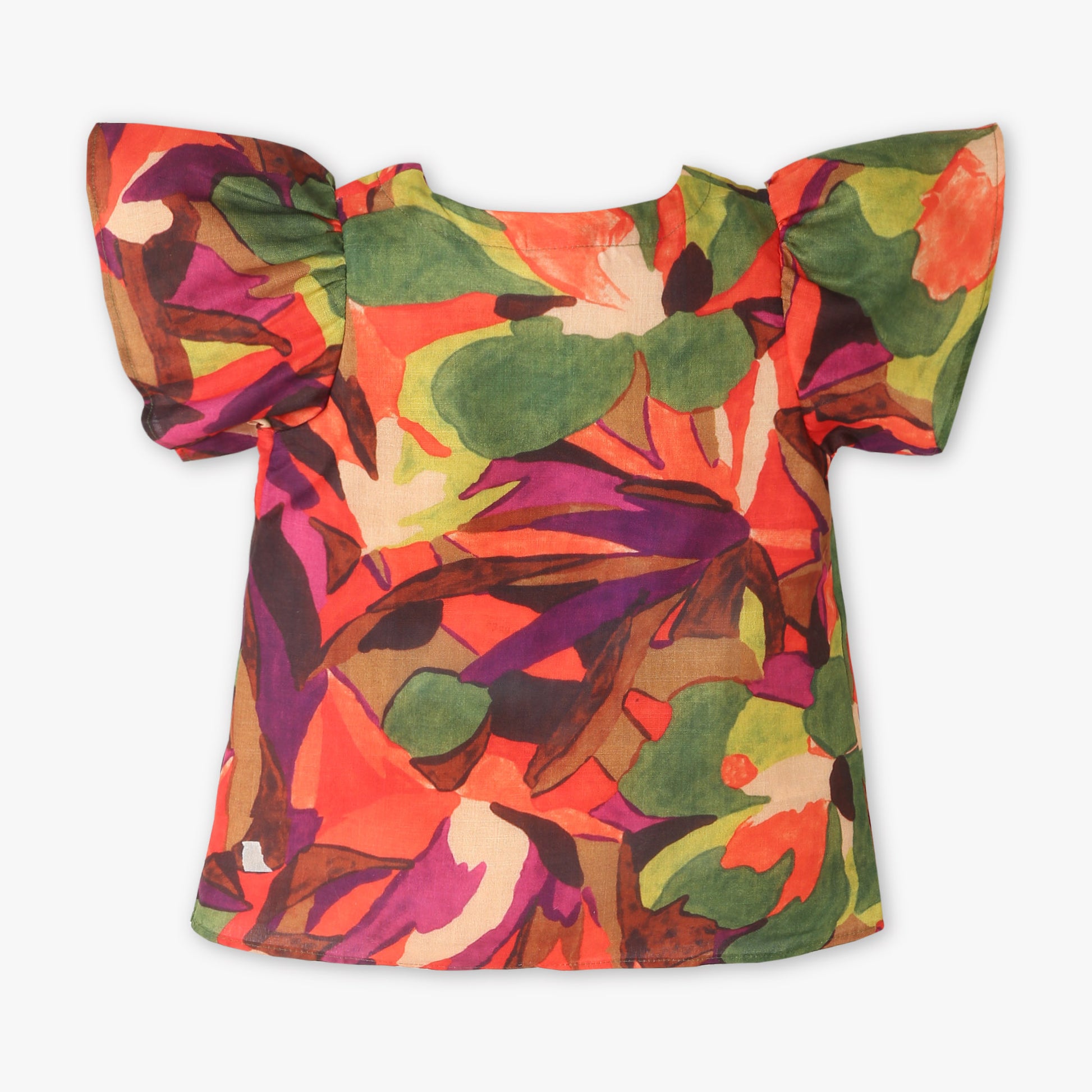 Girls Square Neck Printed Top