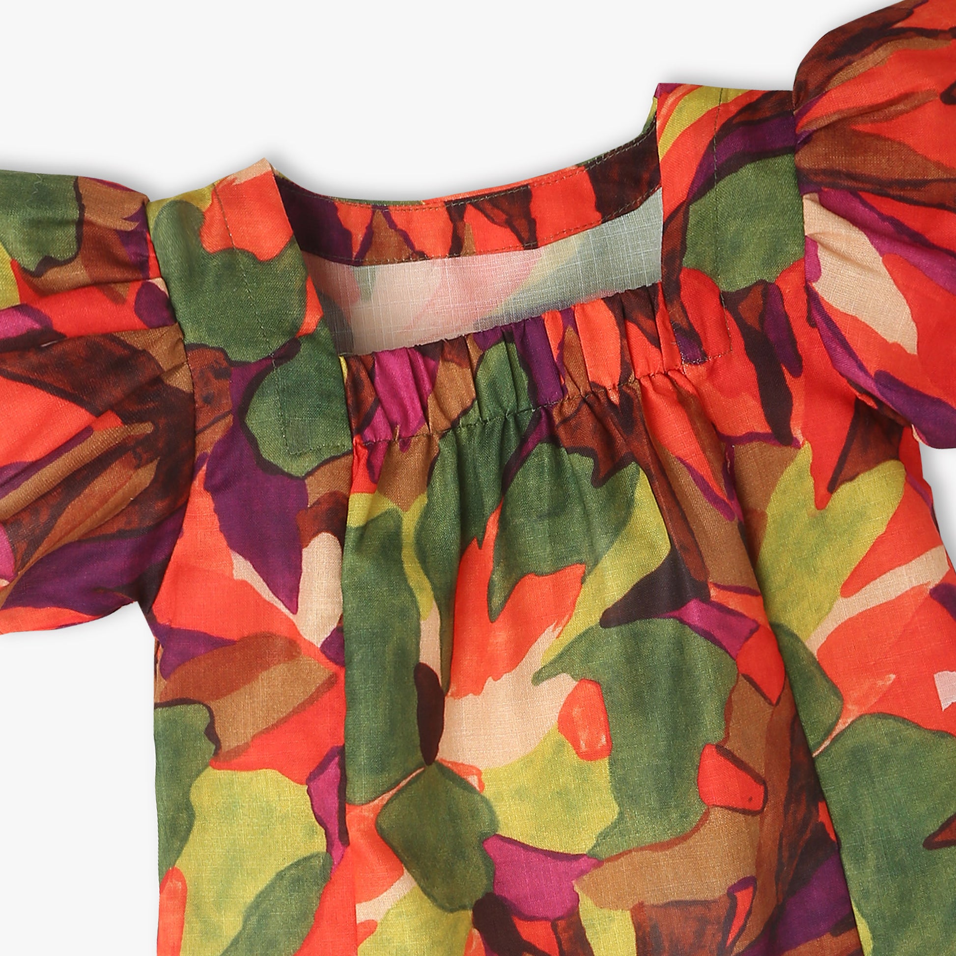 Girls Square Neck Printed Top