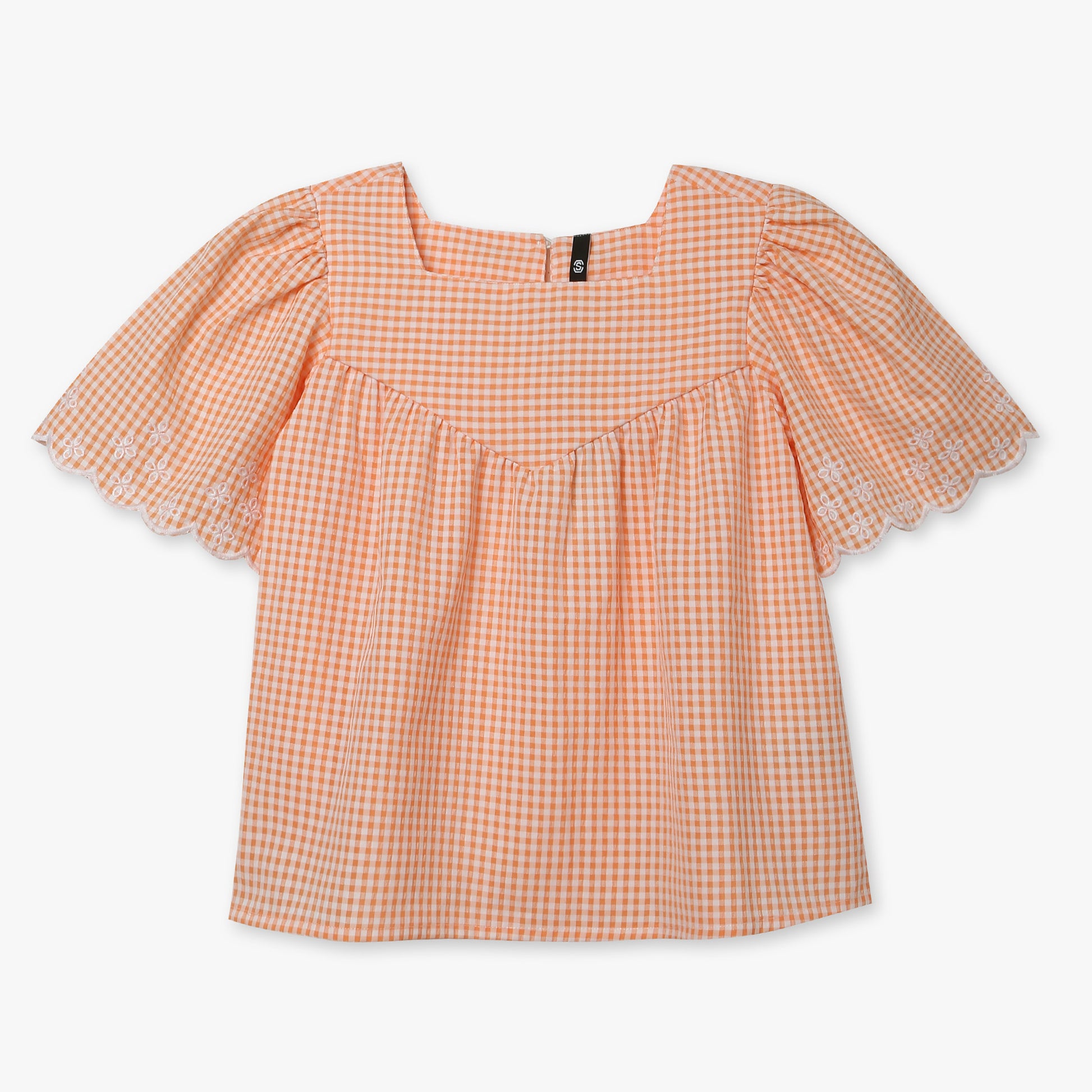 Girls Cotton Fabric Checkered Top