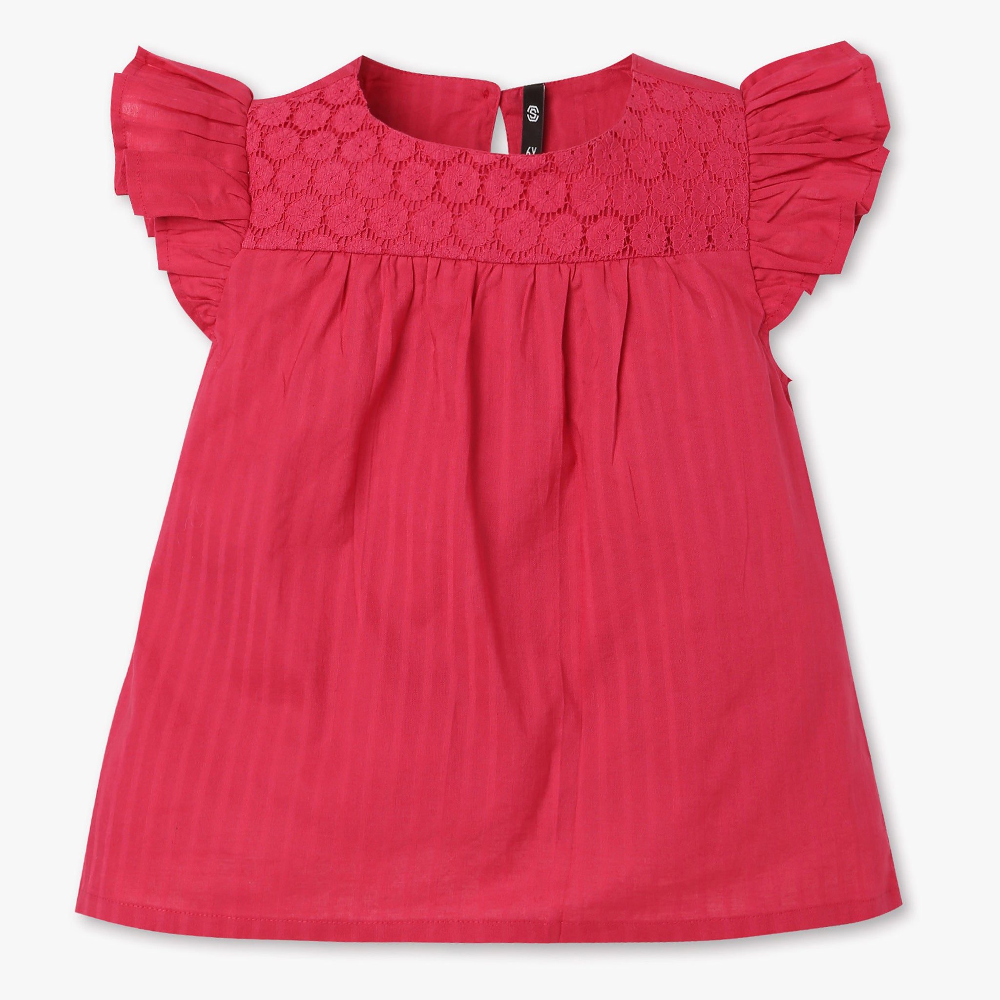 Girls Cotton Fabric Ruffle Sleeve Top