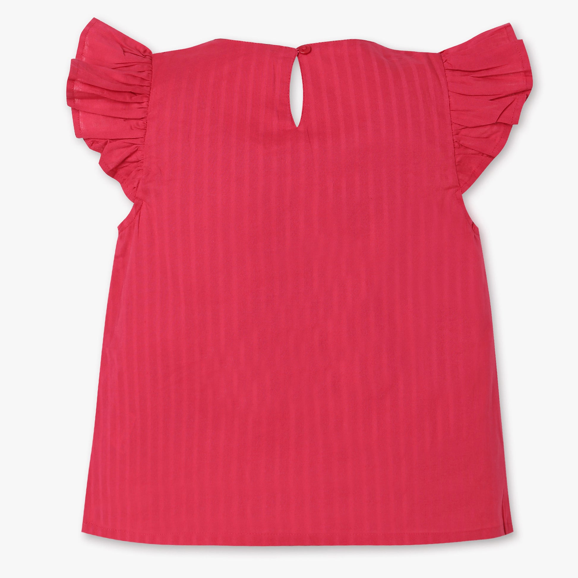 Girls Cotton Fabric Ruffle Sleeve Top
