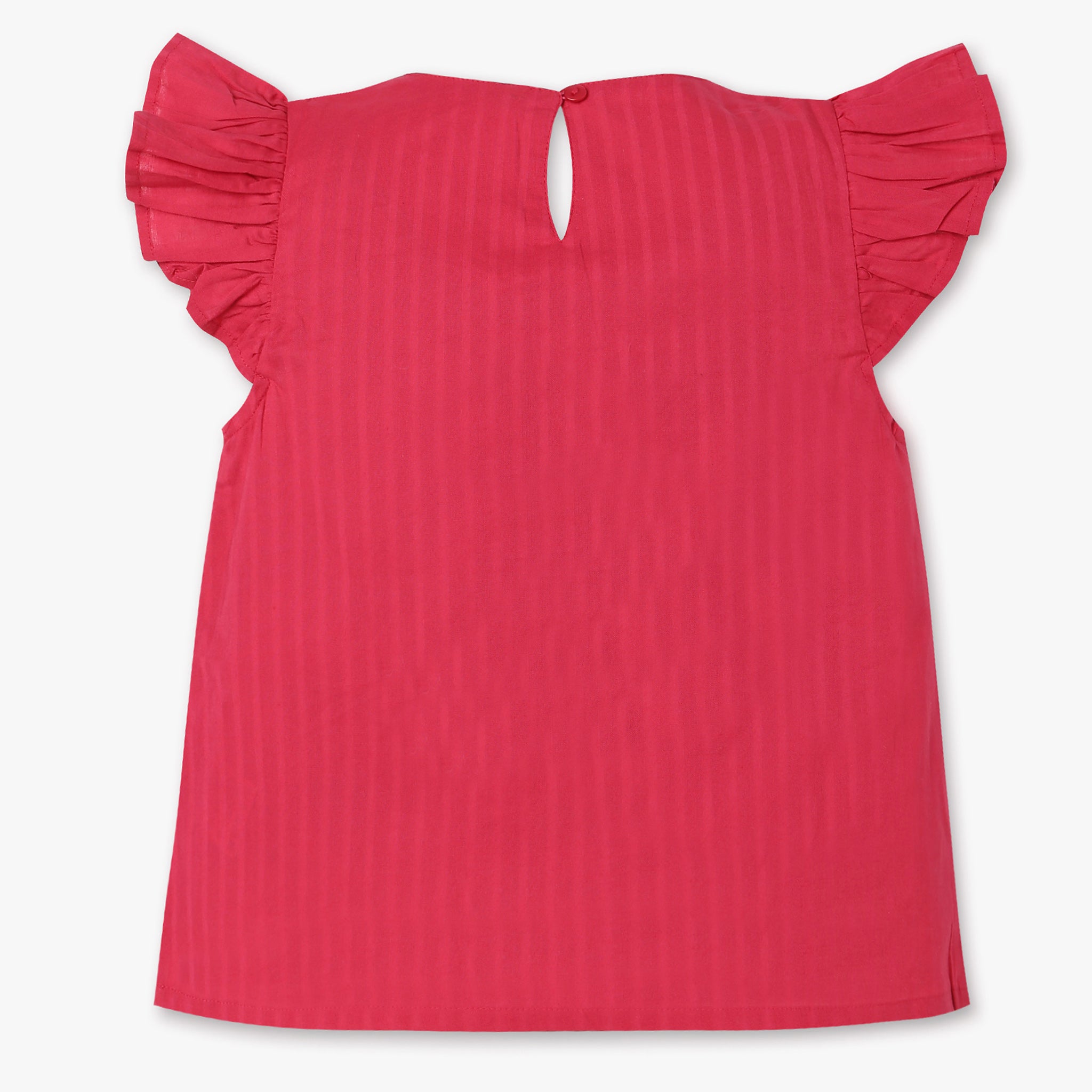 Girls Cotton Fabric Ruffle Sleeve Top