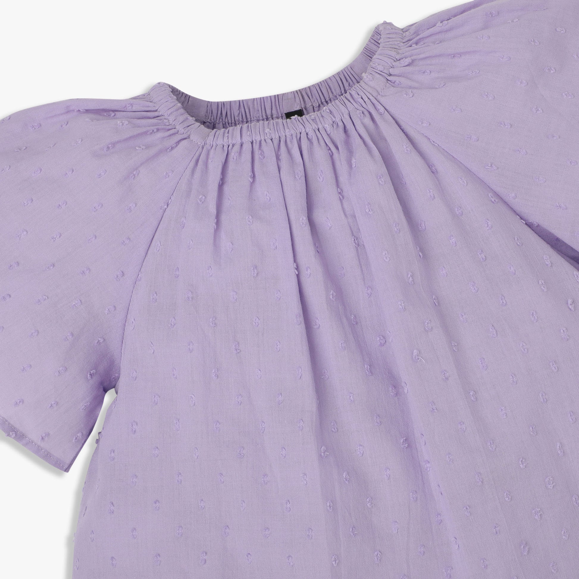 Girls Round Neck Woven Top