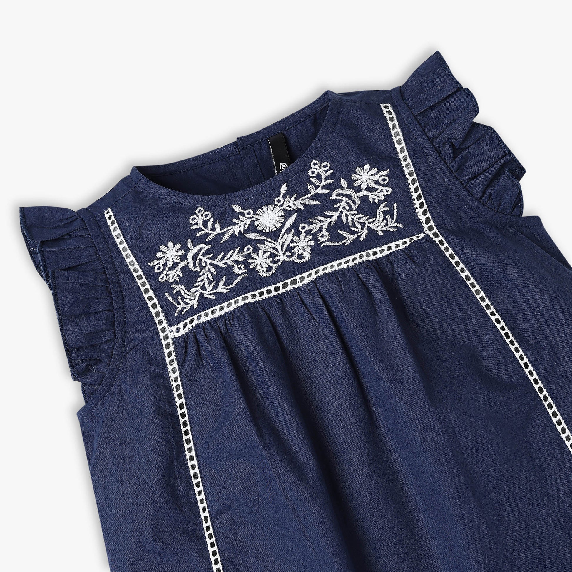 Girls Embroidered Woven Sleeveless Top