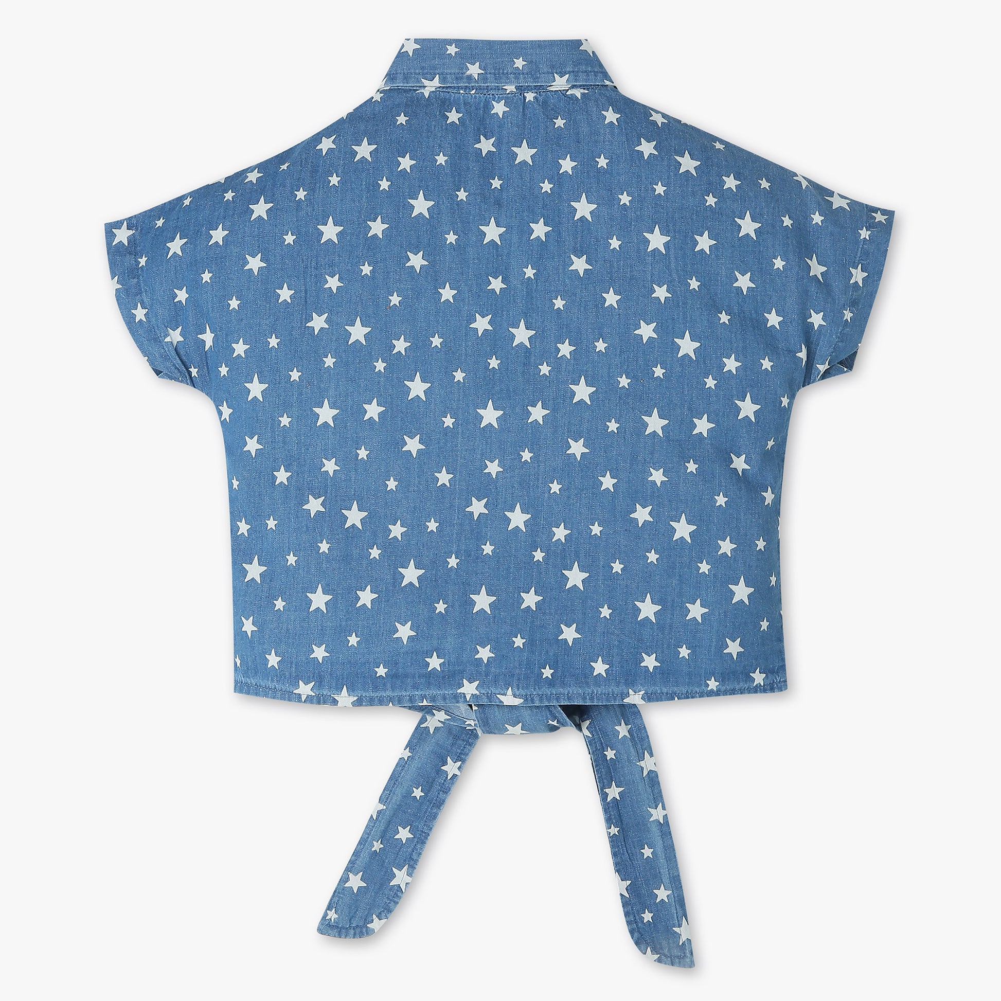 Girls Half Sleeve Denim Crop Top