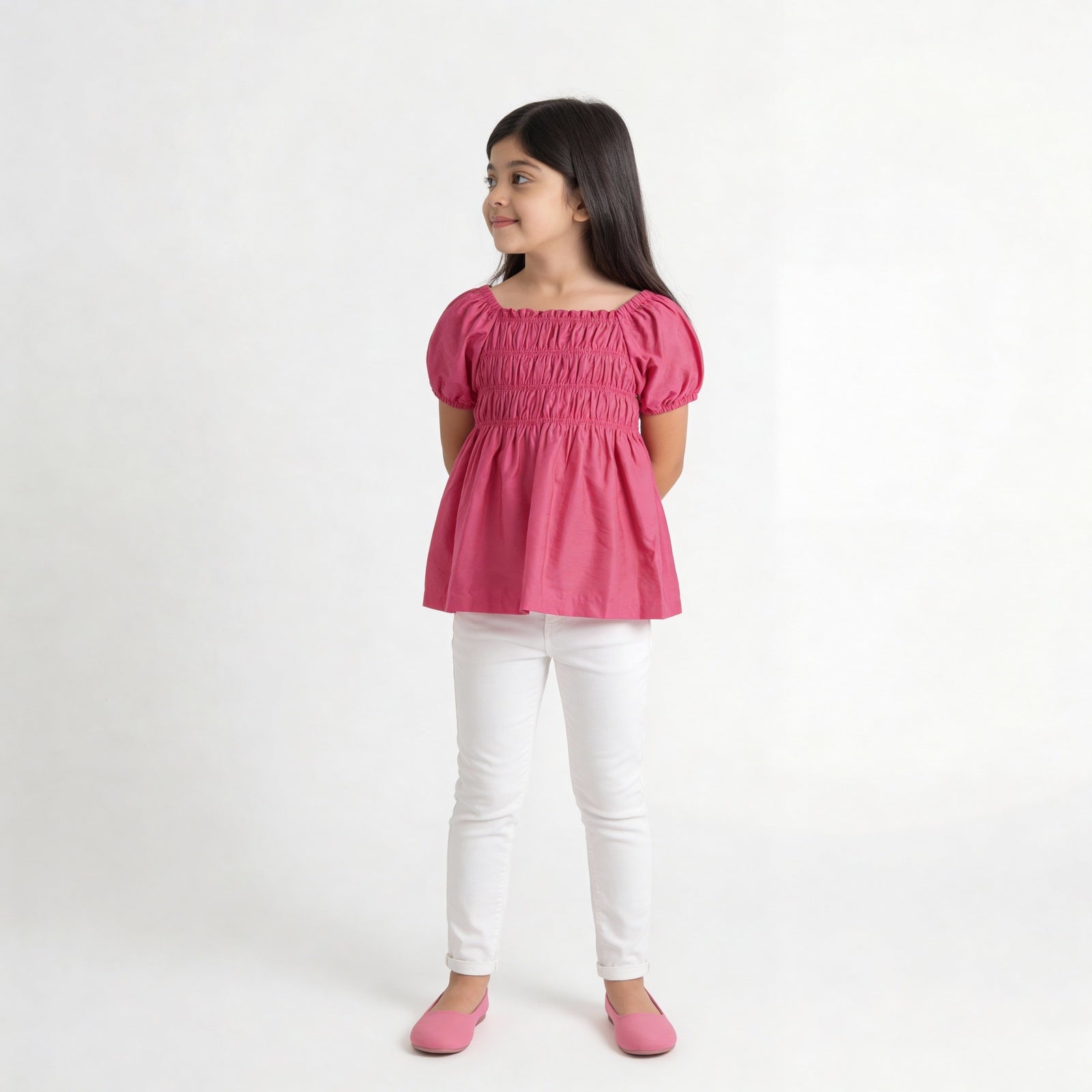 Girls Solid Woven Top
