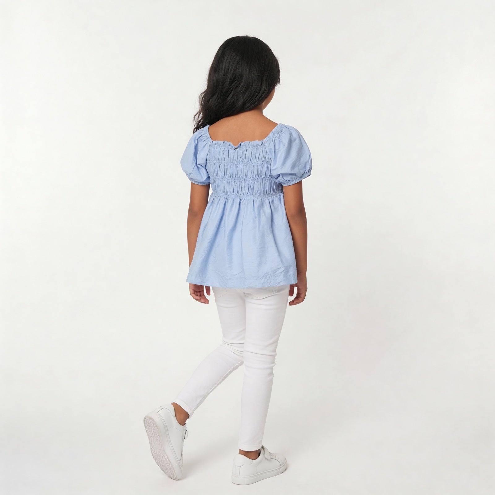 Girls Solid Woven Top