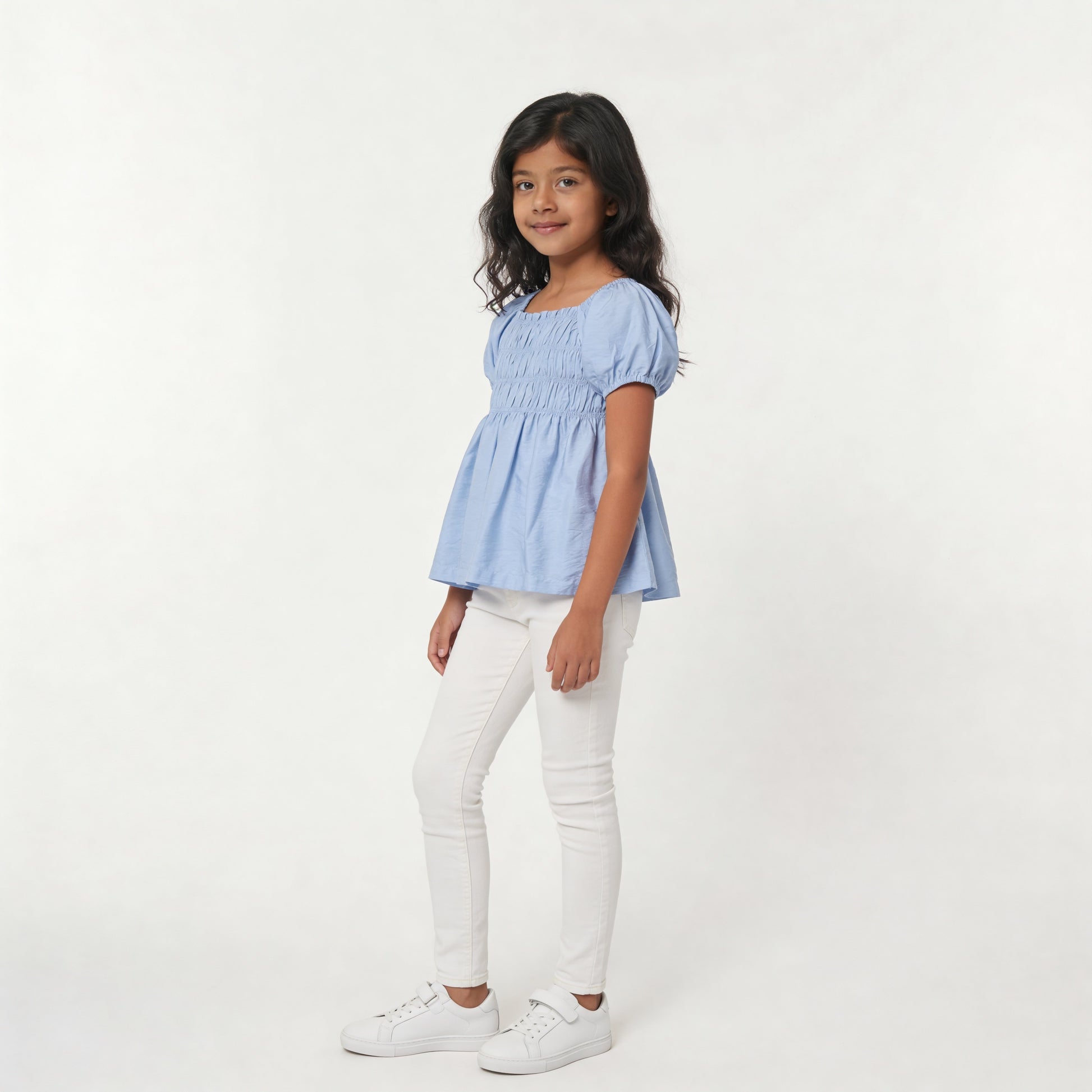 Girls Solid Woven Top