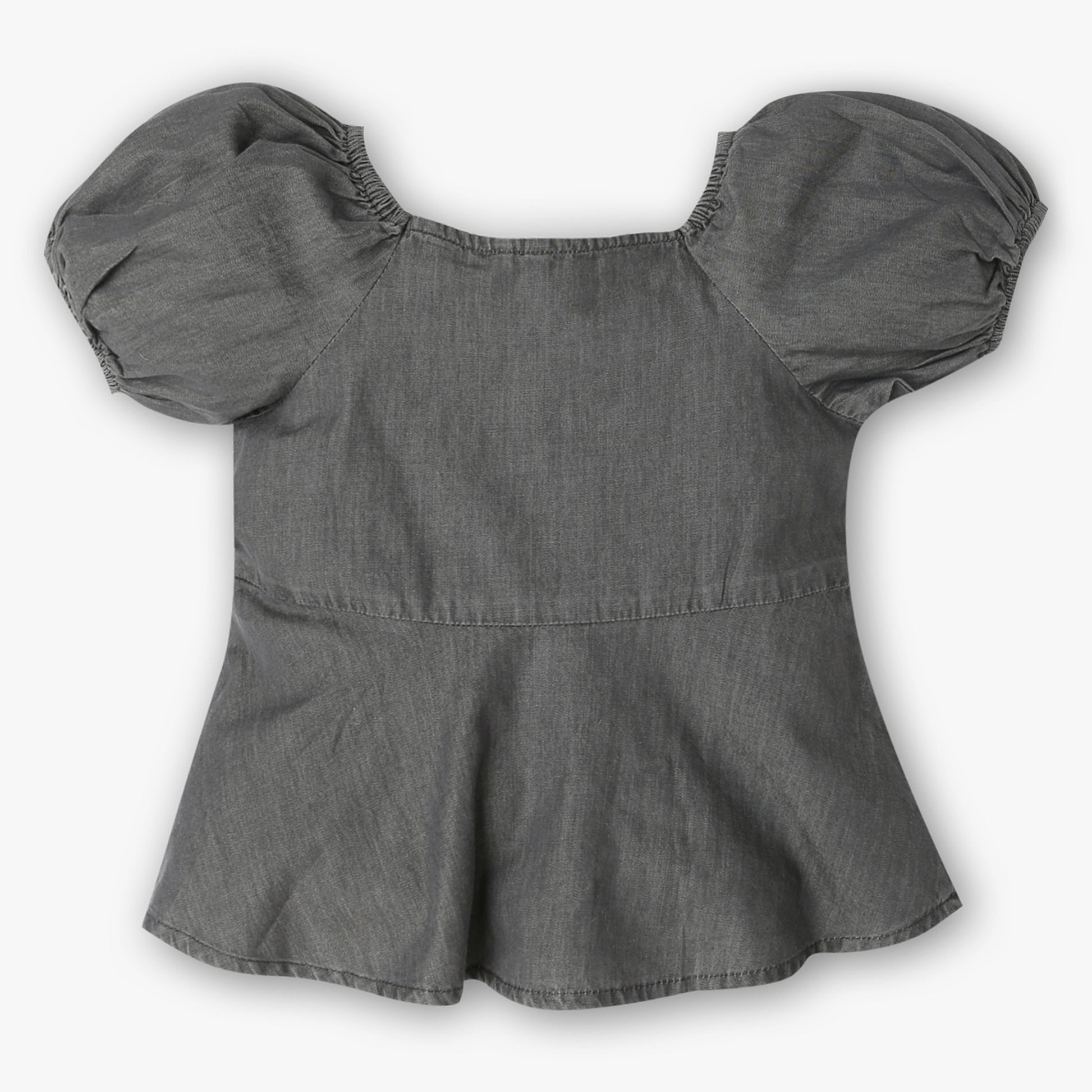 Girls Cotton Hi-Low Pleated Top