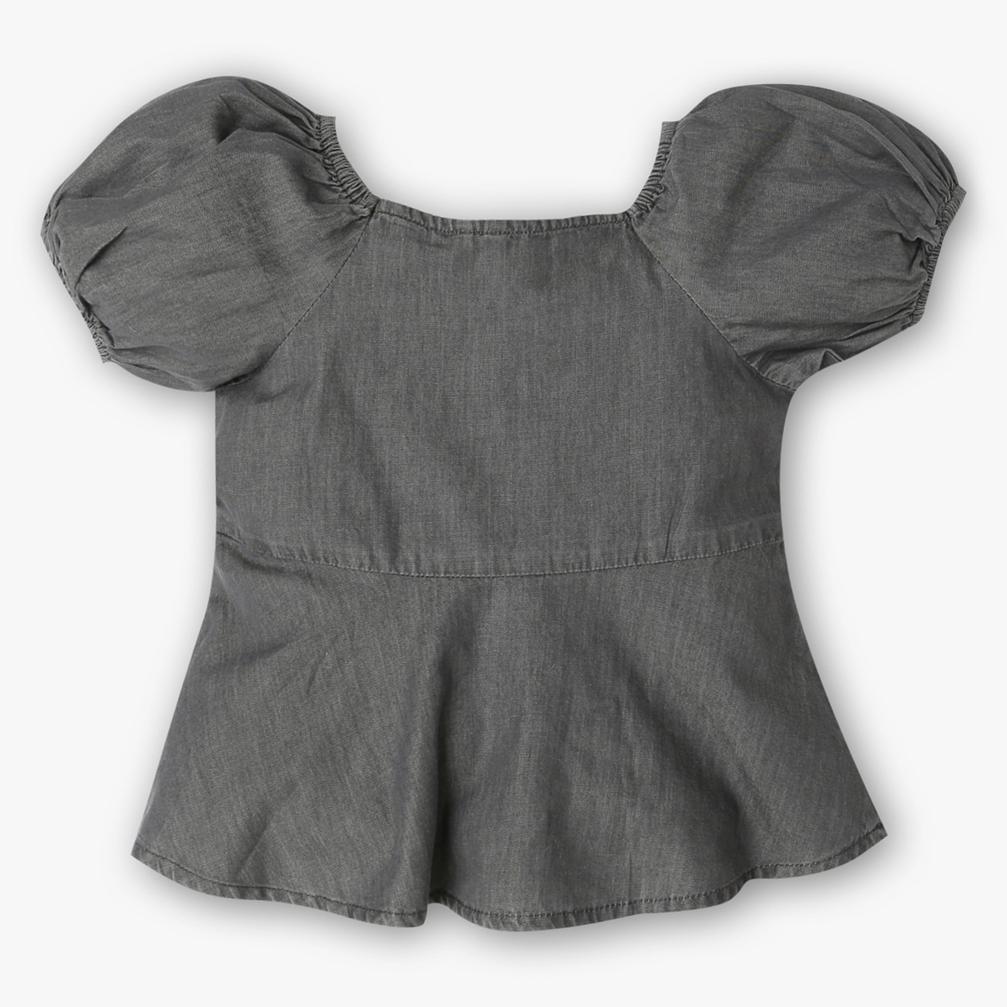 Girls Cotton Hi-Low Pleated Top