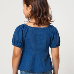 Girls Cotton Hi-Low Pleated Top