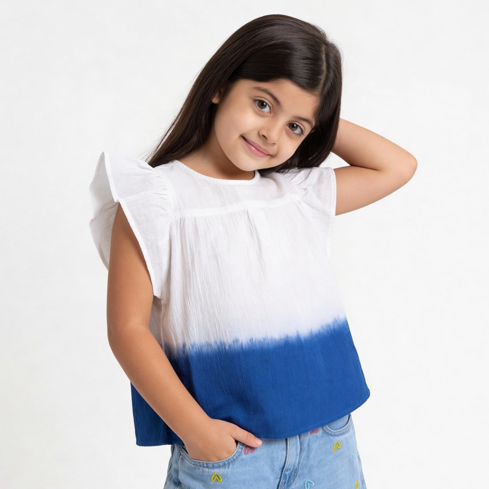 Girls Cotton Tie-Dye Woven Top