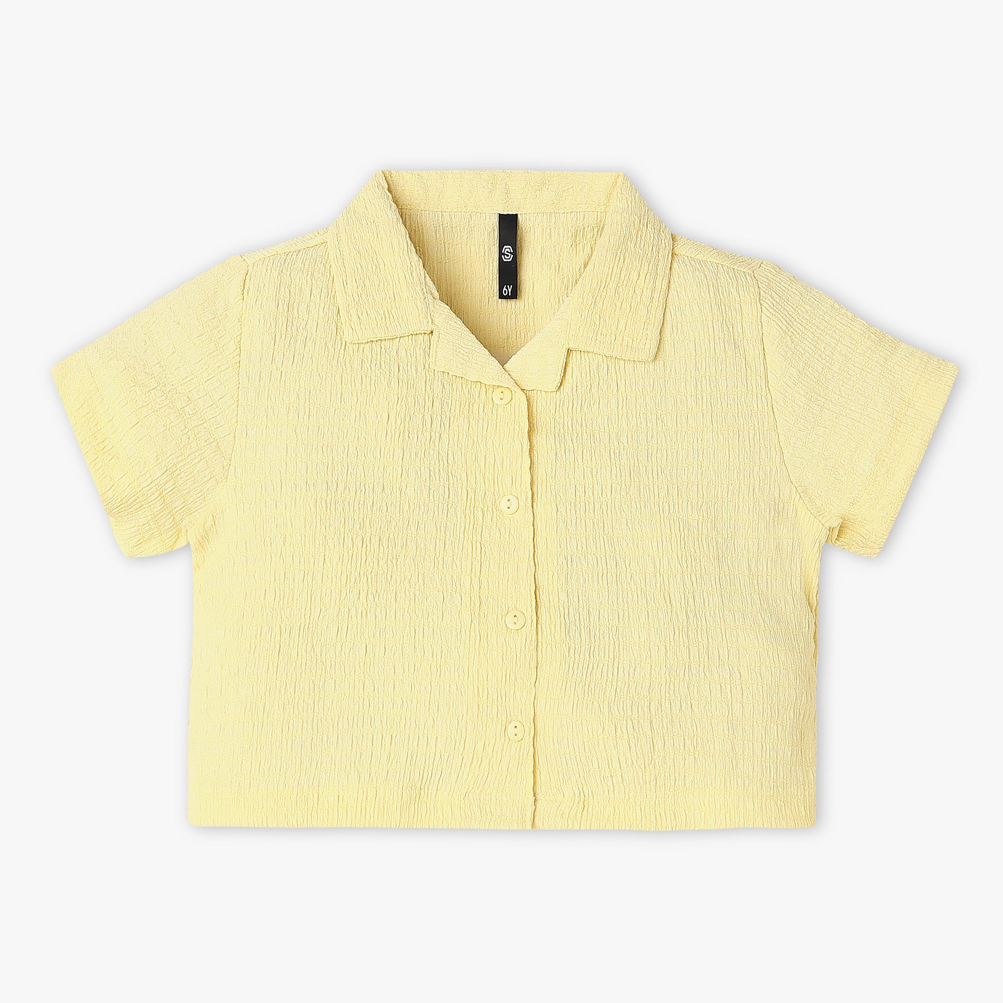 Girls Structured Woven Camp Collar Top