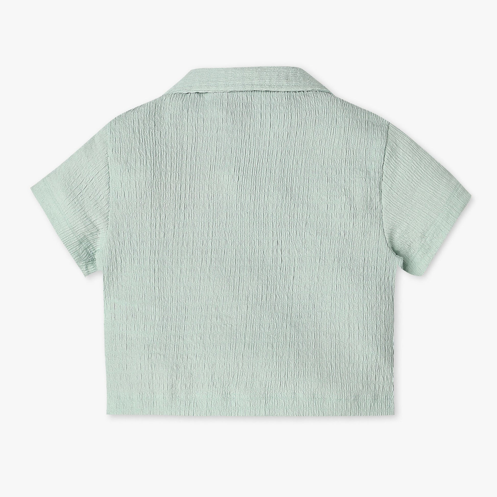 Girls Structured Woven Camp Collar Top