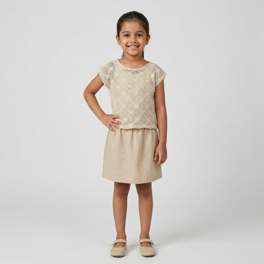 Girls Cotton Lace Boho Top