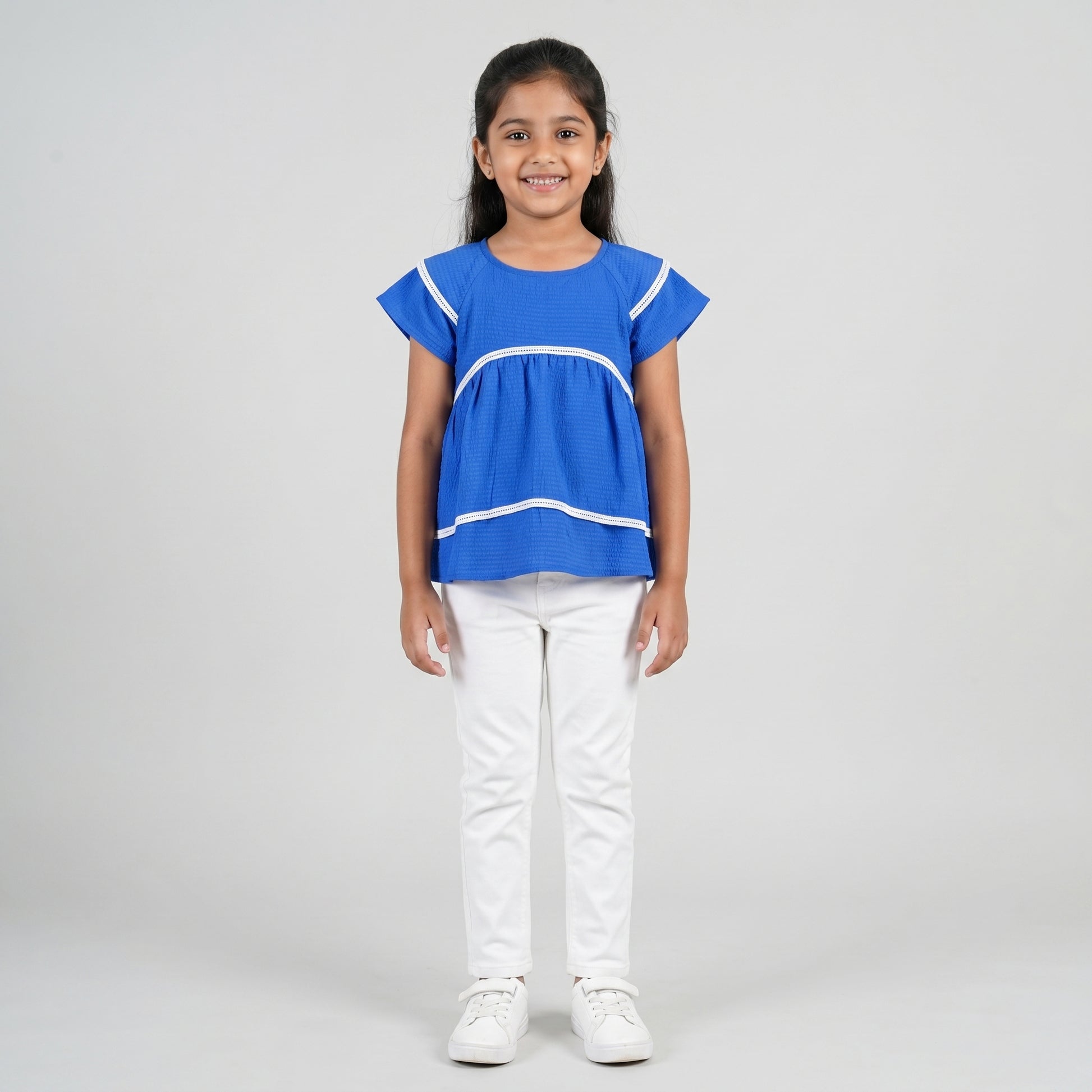 Girls Layared Top With Lace Insert Detail Top