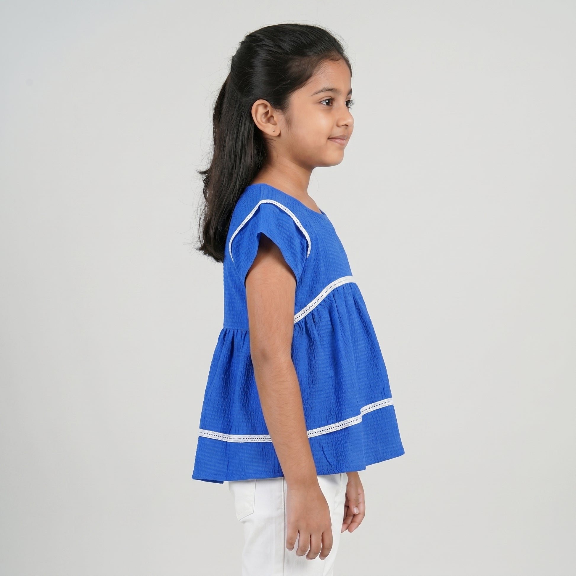Girls Layared Top With Lace Insert Detail Top