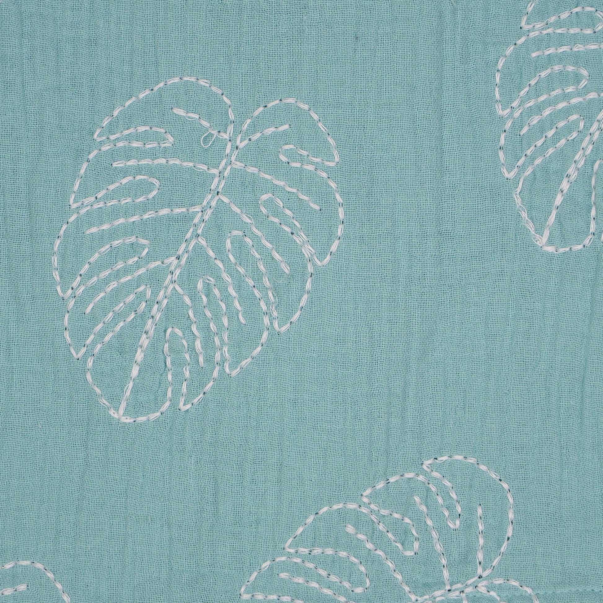 Girls Cotton Embroidered Leaf Tie-Up Top