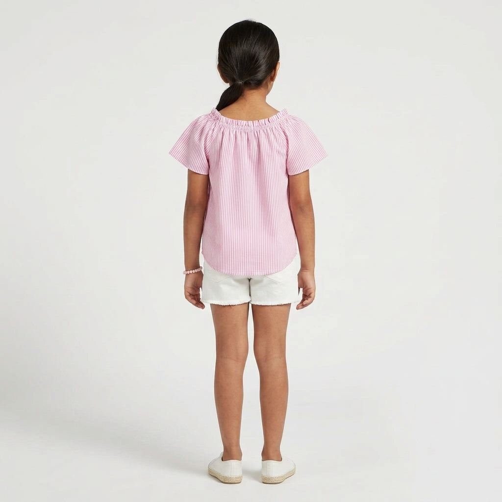 Girls Striped Bow Top