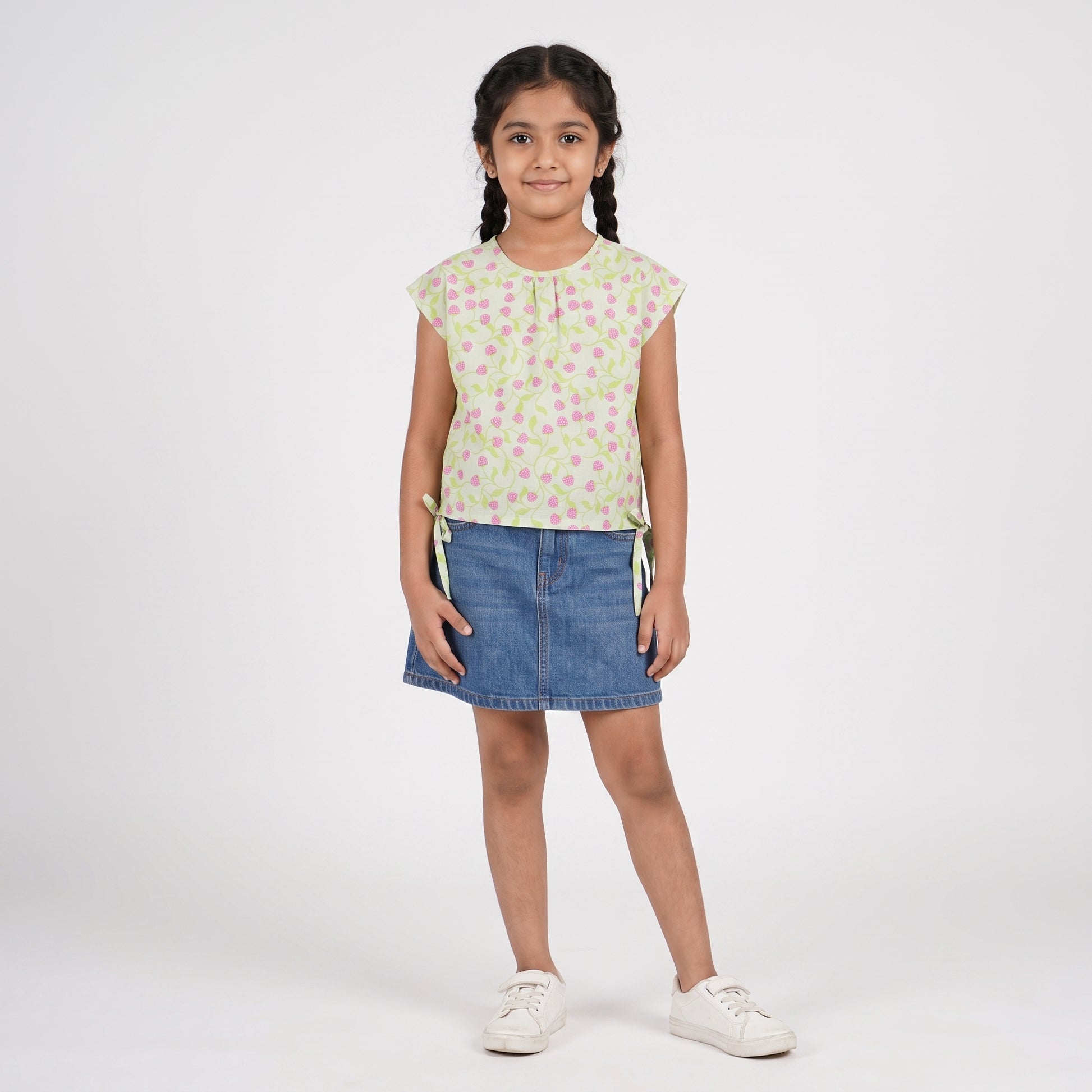 Girls Printed Cropped Tie-Up Top