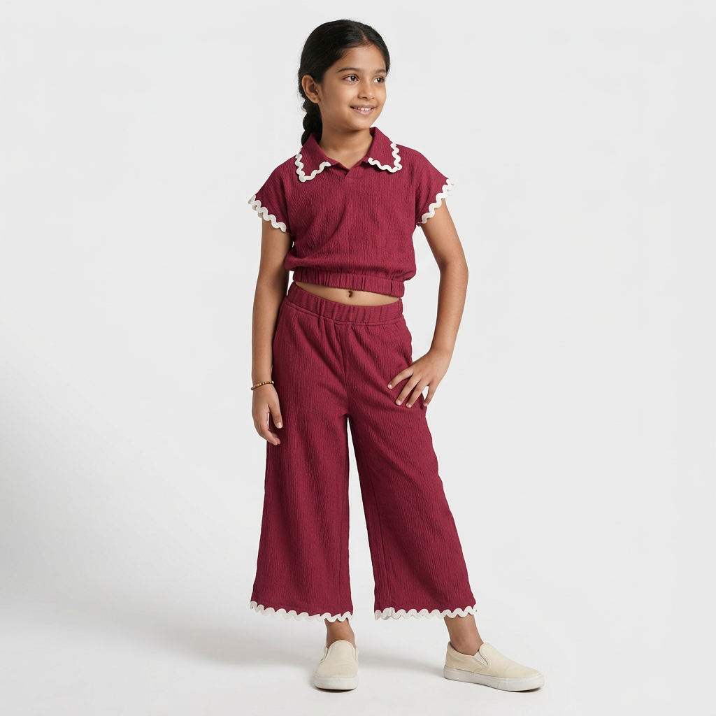 Girls Cotton Ric-Rac Lace Top