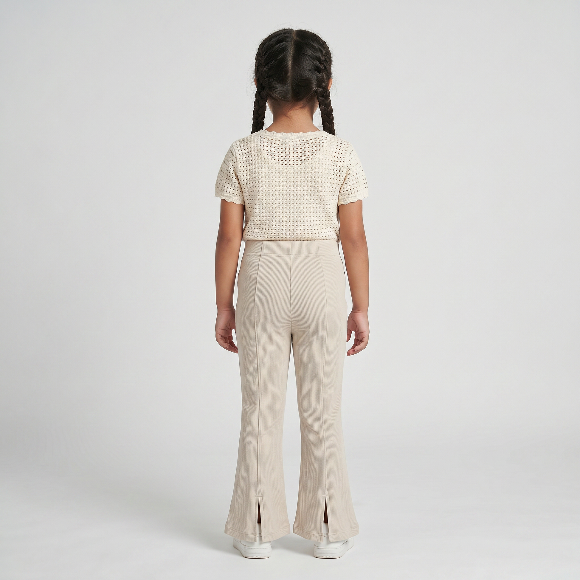 Girls Rib Trackpant With Hem Slit