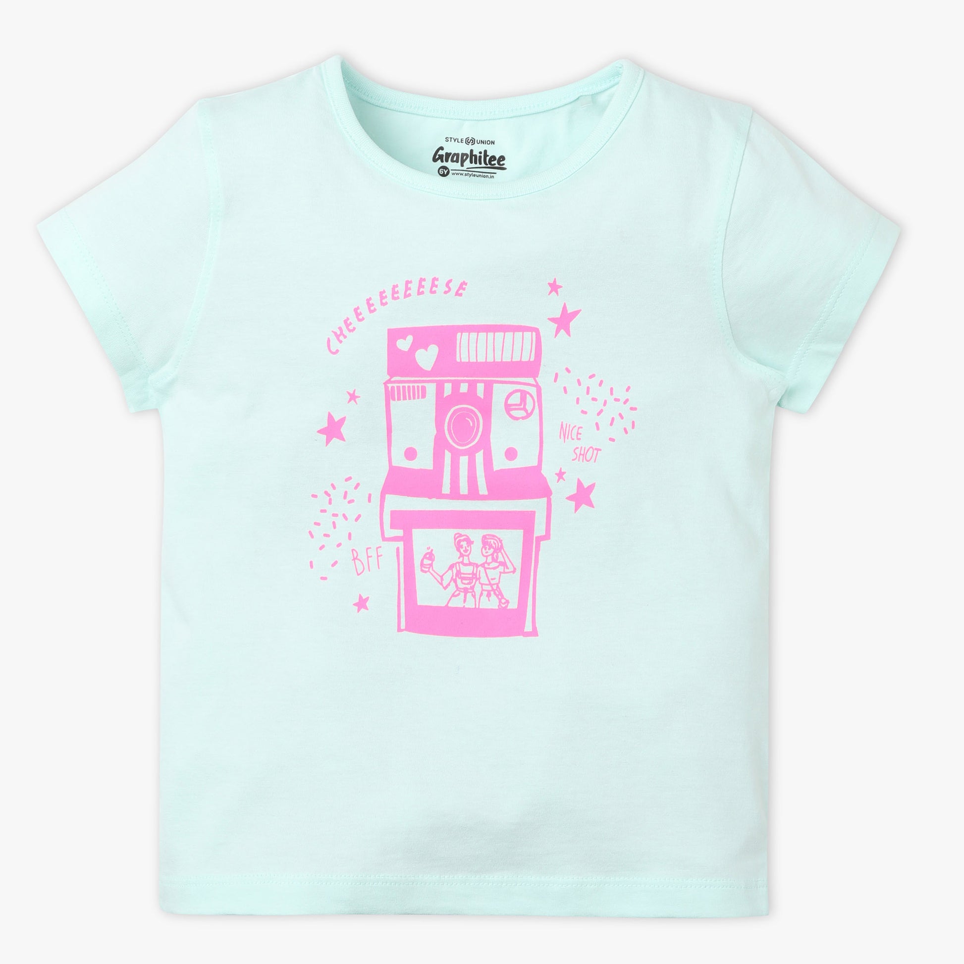 Girls Regular Fit Graphic Crew Neck T-Shirt