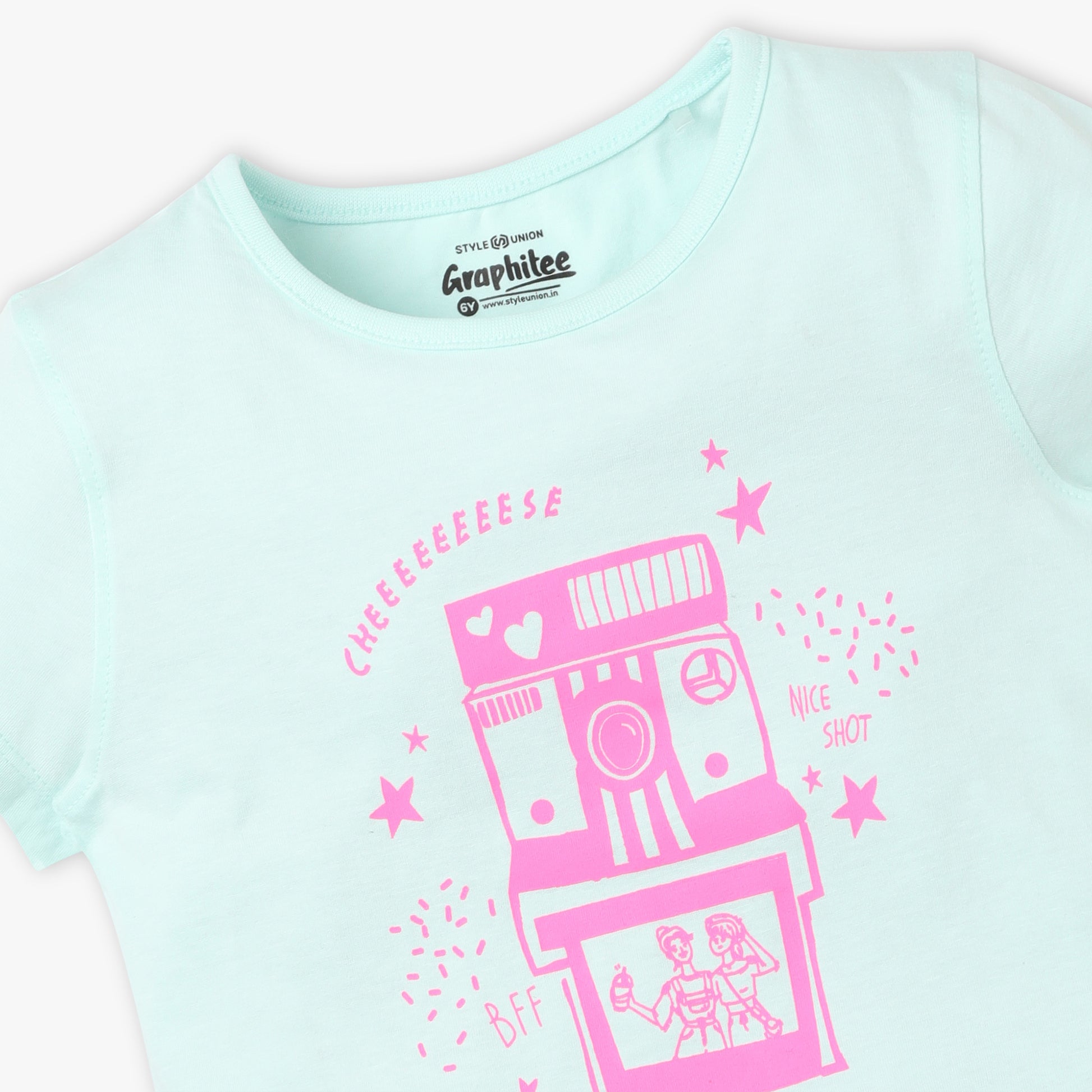 Girls Regular Fit Graphic Crew Neck T-Shirt