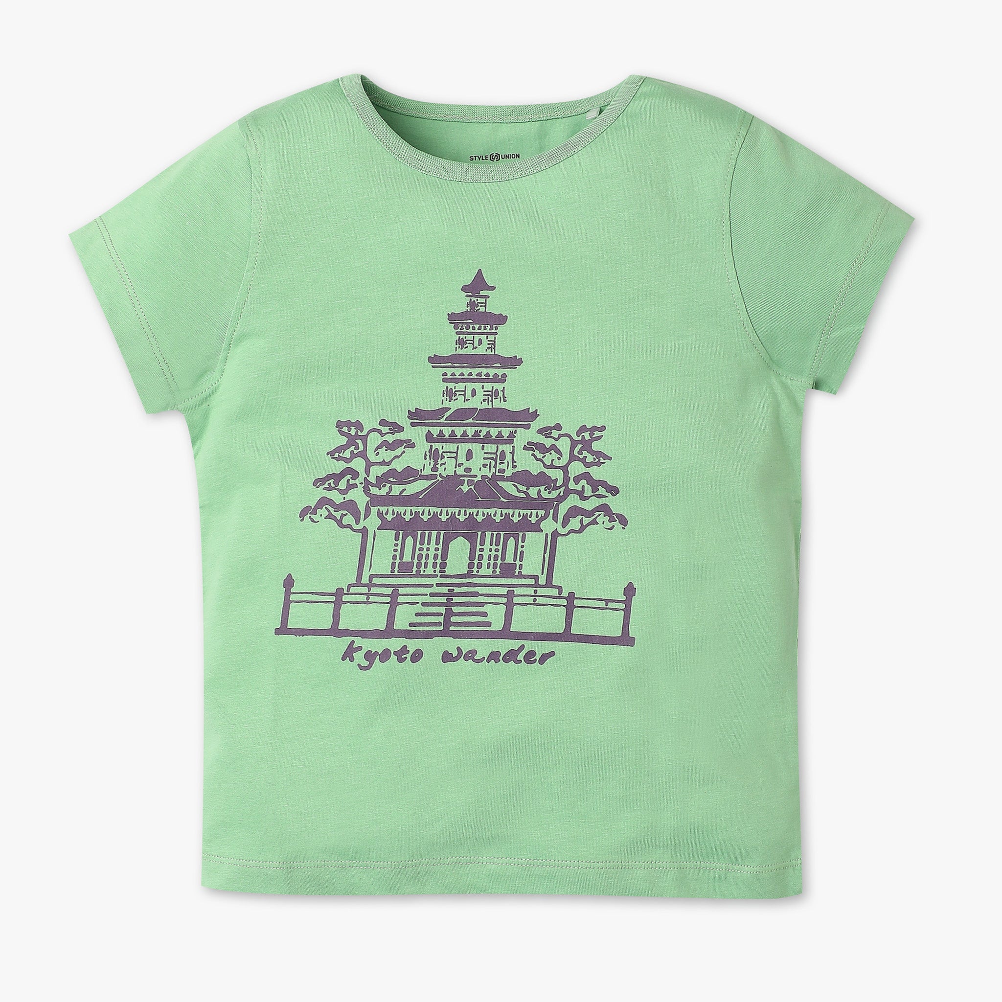 Girls Regular Fit Graphic Crew Neck T-Shirt