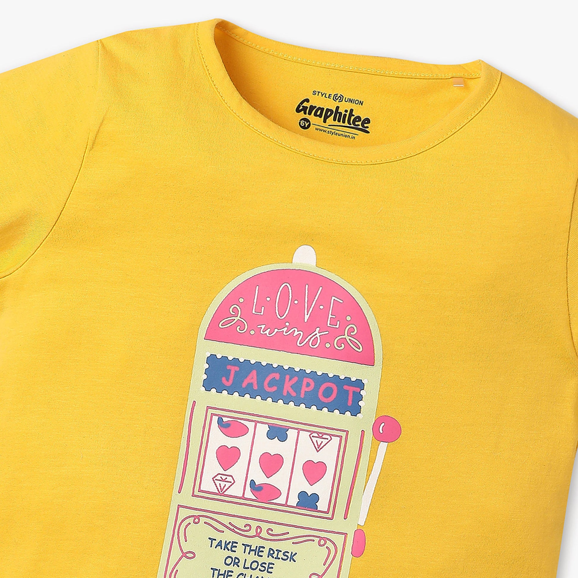 Girls Regular Fit Graphic Crew Neck T-Shirt