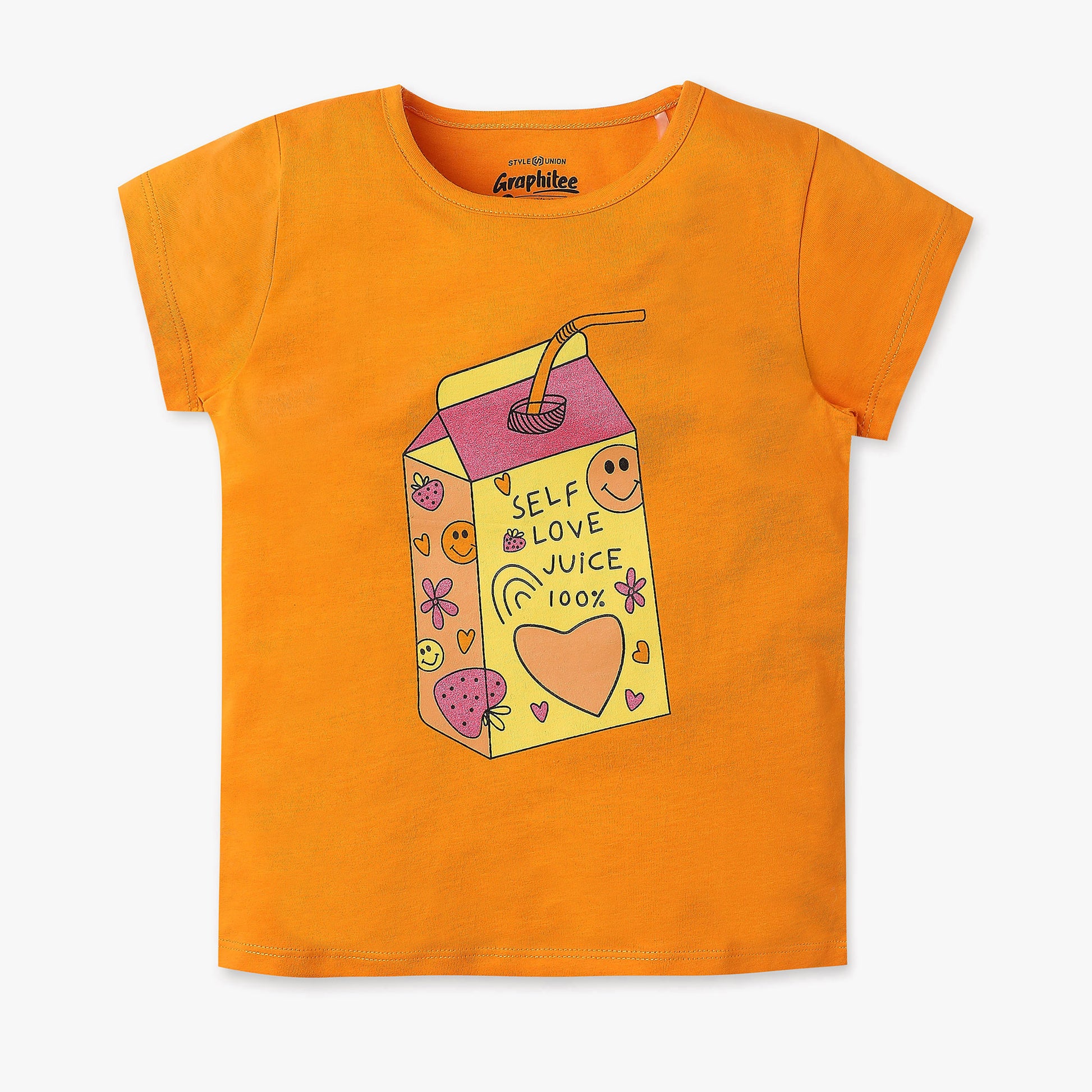 Girls Regular Fit Graphic Crew Neck T-Shirt