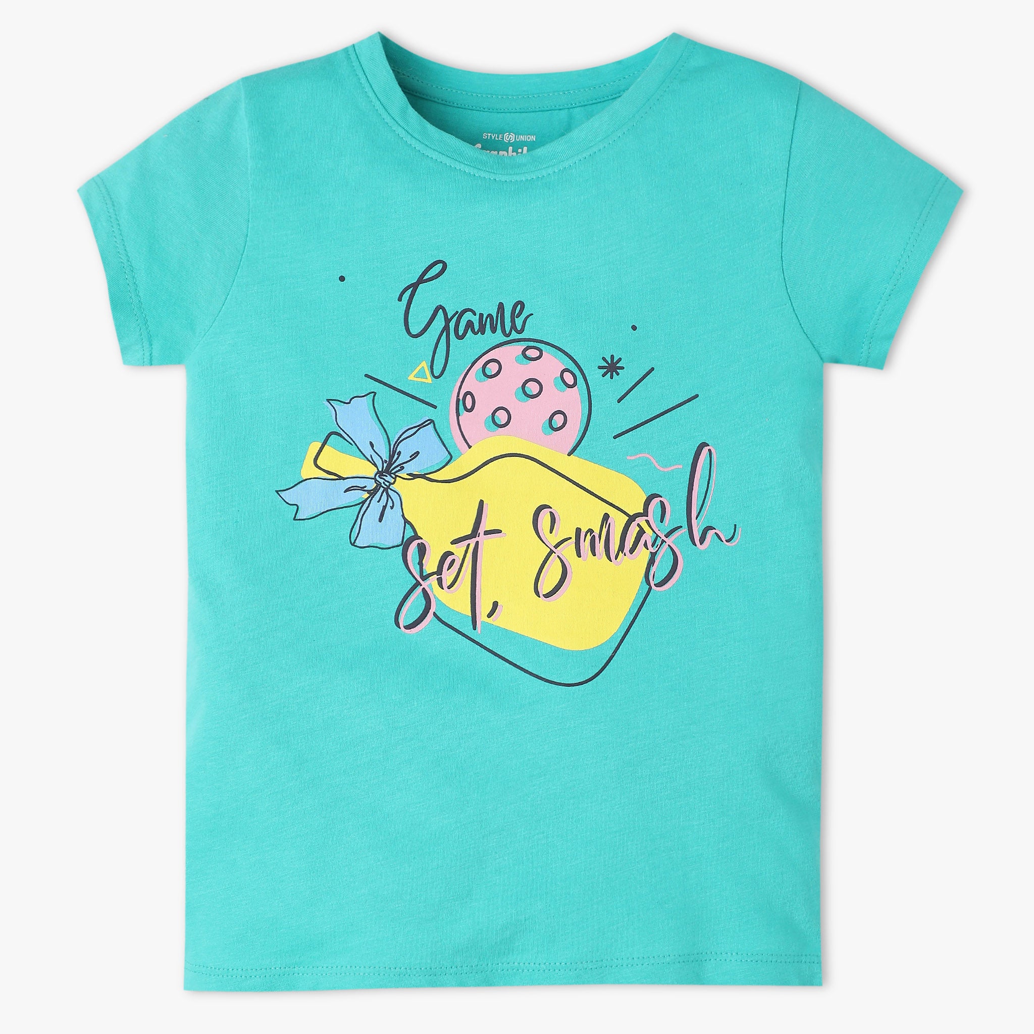 Girls Crew Neck Fun Playtime Graphic T-Shirt