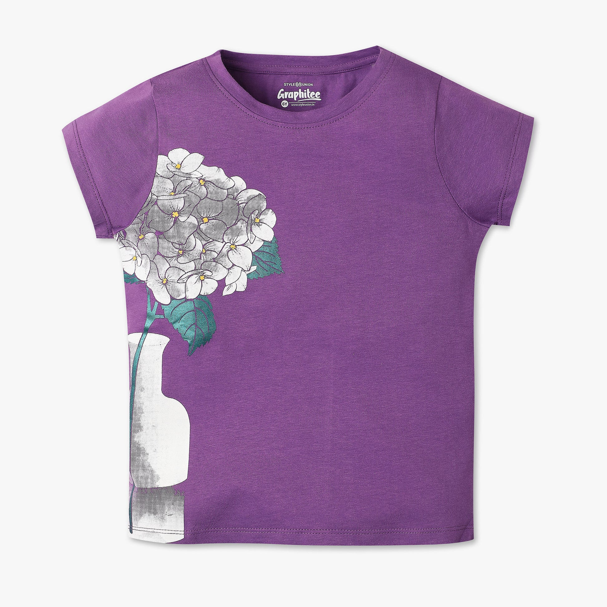 Girls Regular Fit Graphic Crew Neck T-Shirt