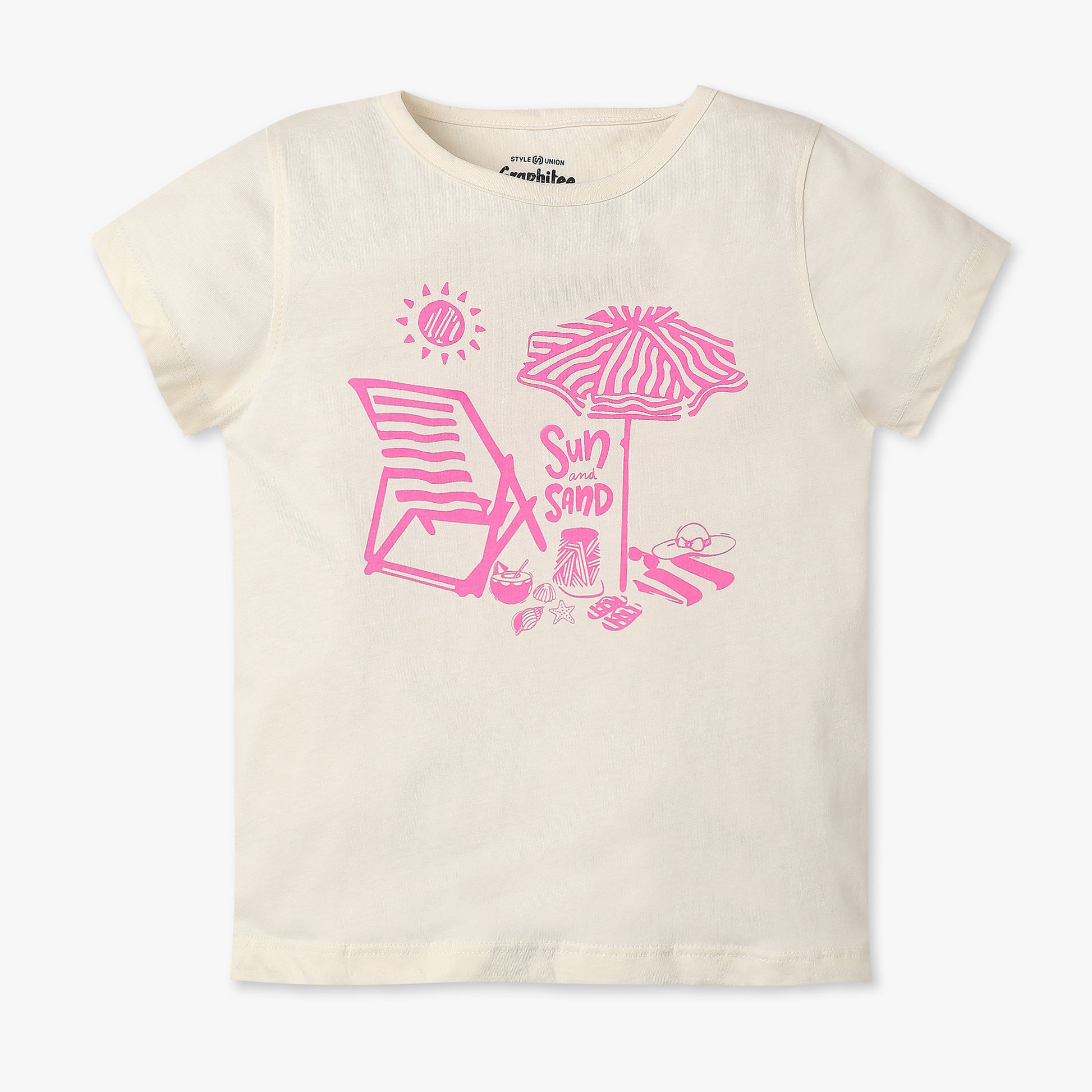 Girls Regular Fit Graphic Crew Neck T-Shirt