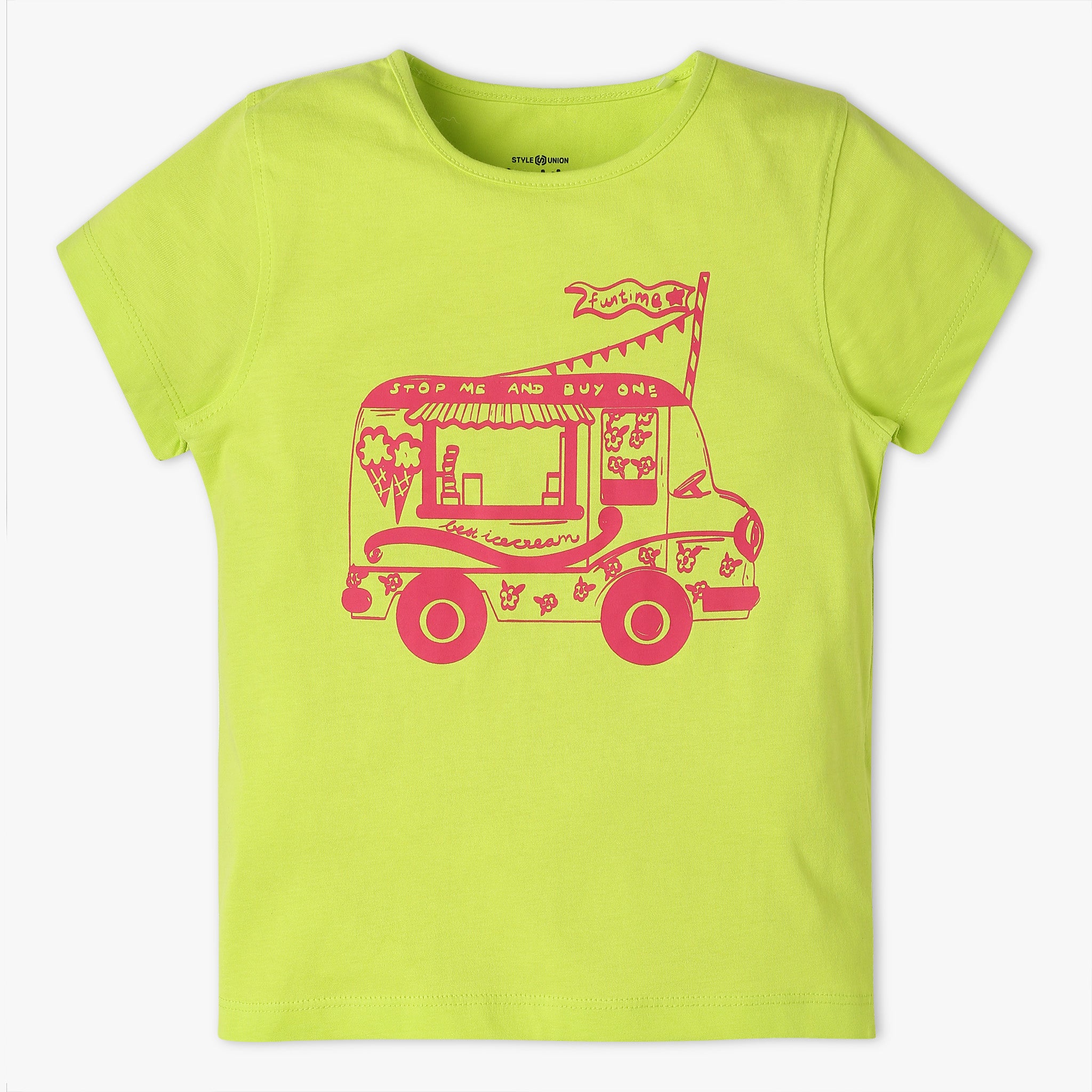 Girls Regular Fit Graphic Crew Neck T-Shirt