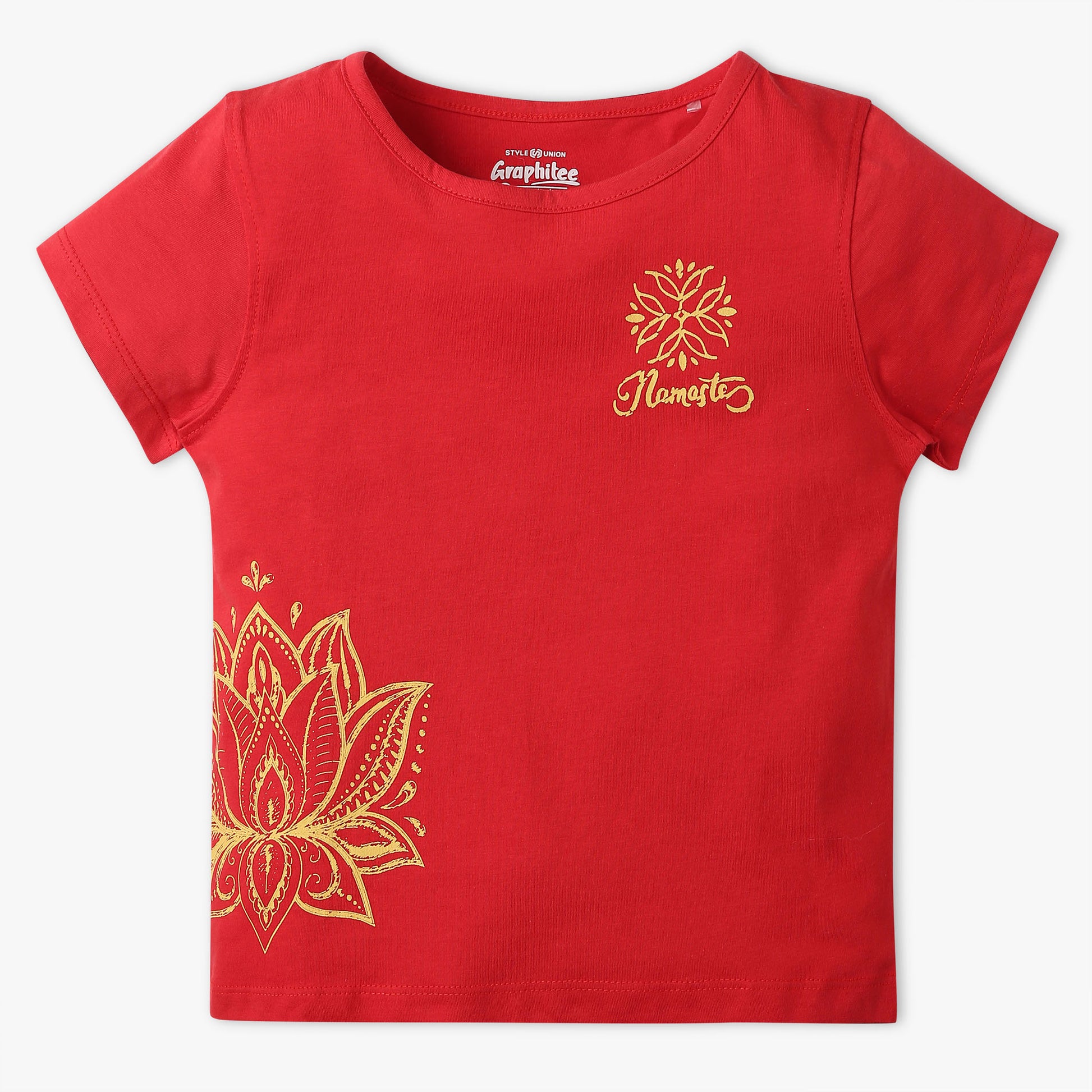 Girls Regular Fit Graphic Crew Neck T-Shirt