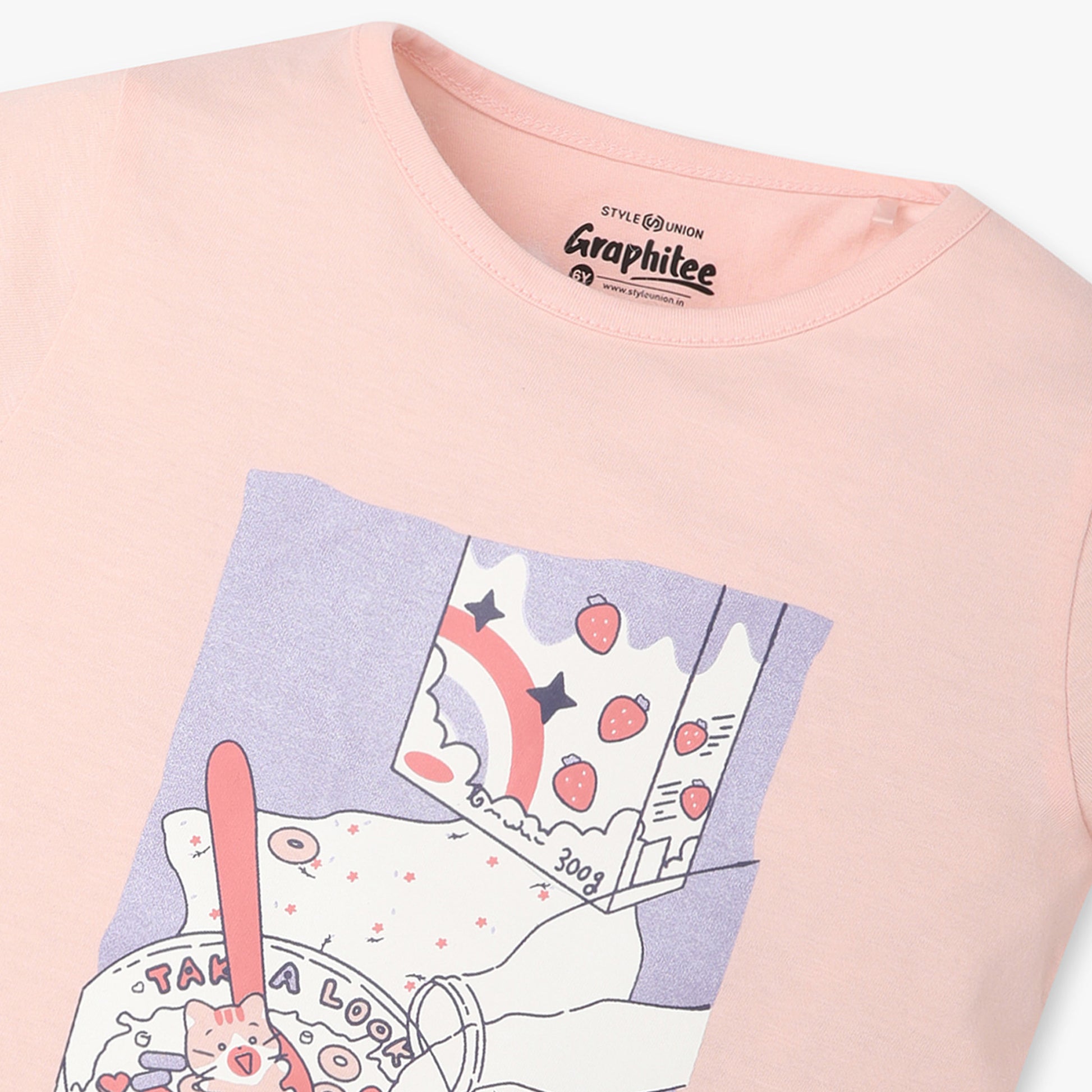 Girls Regular Fit Graphic Crew Neck T-Shirt