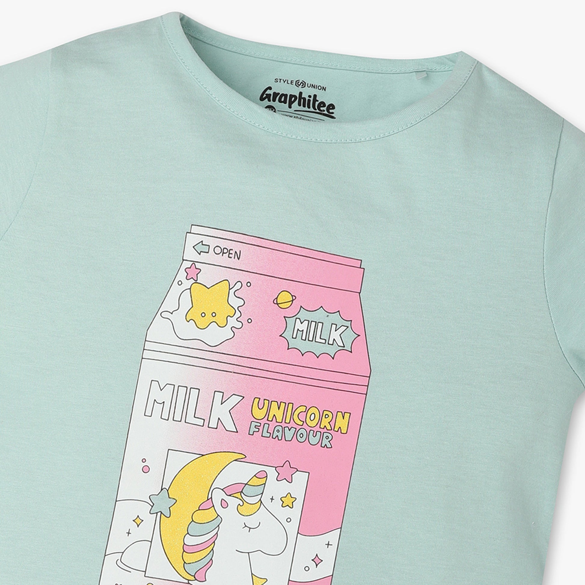 Girls Regular Fit Graphic Crew Neck T-Shirt