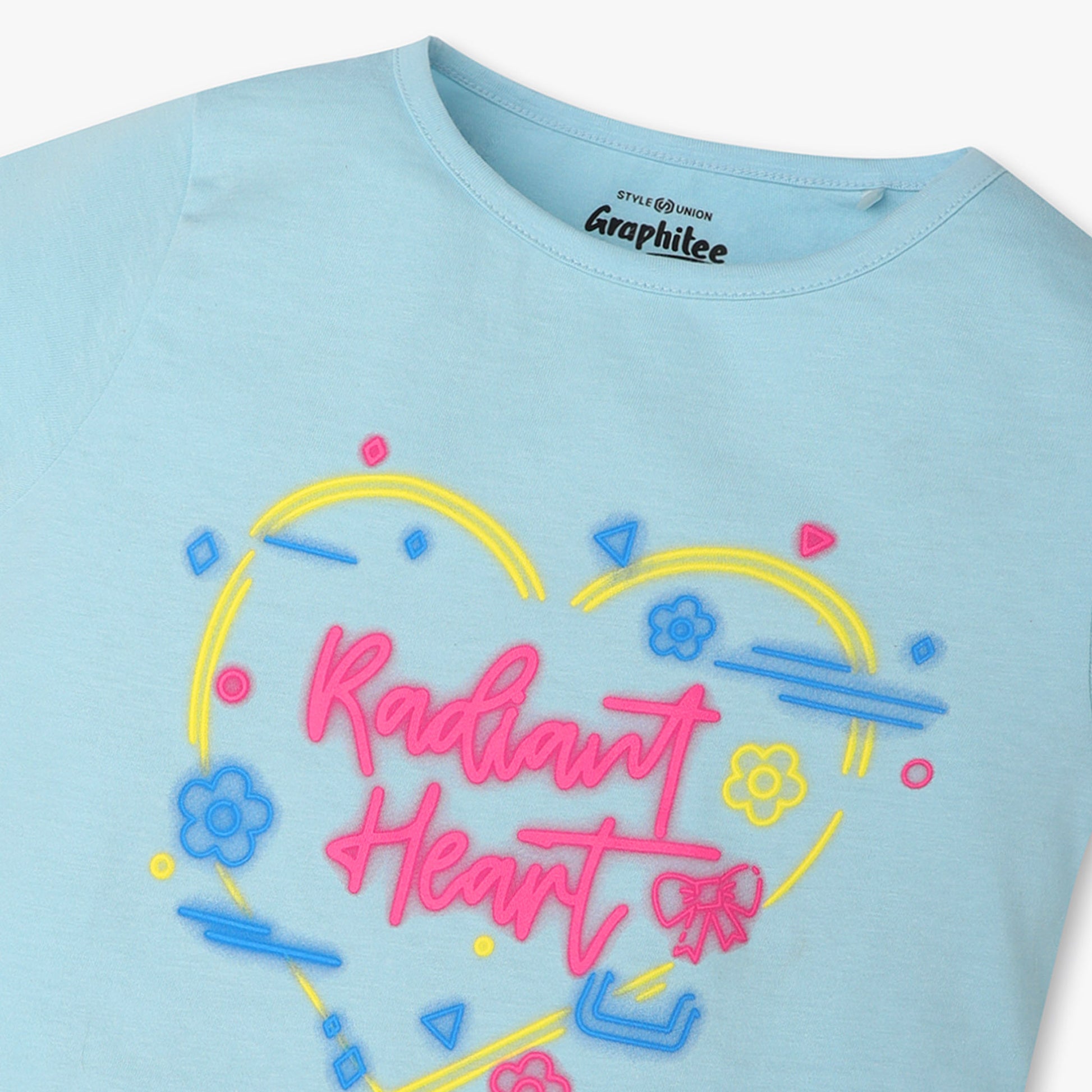 Girls Regular Fit Graphic Crew Neck T-Shirt