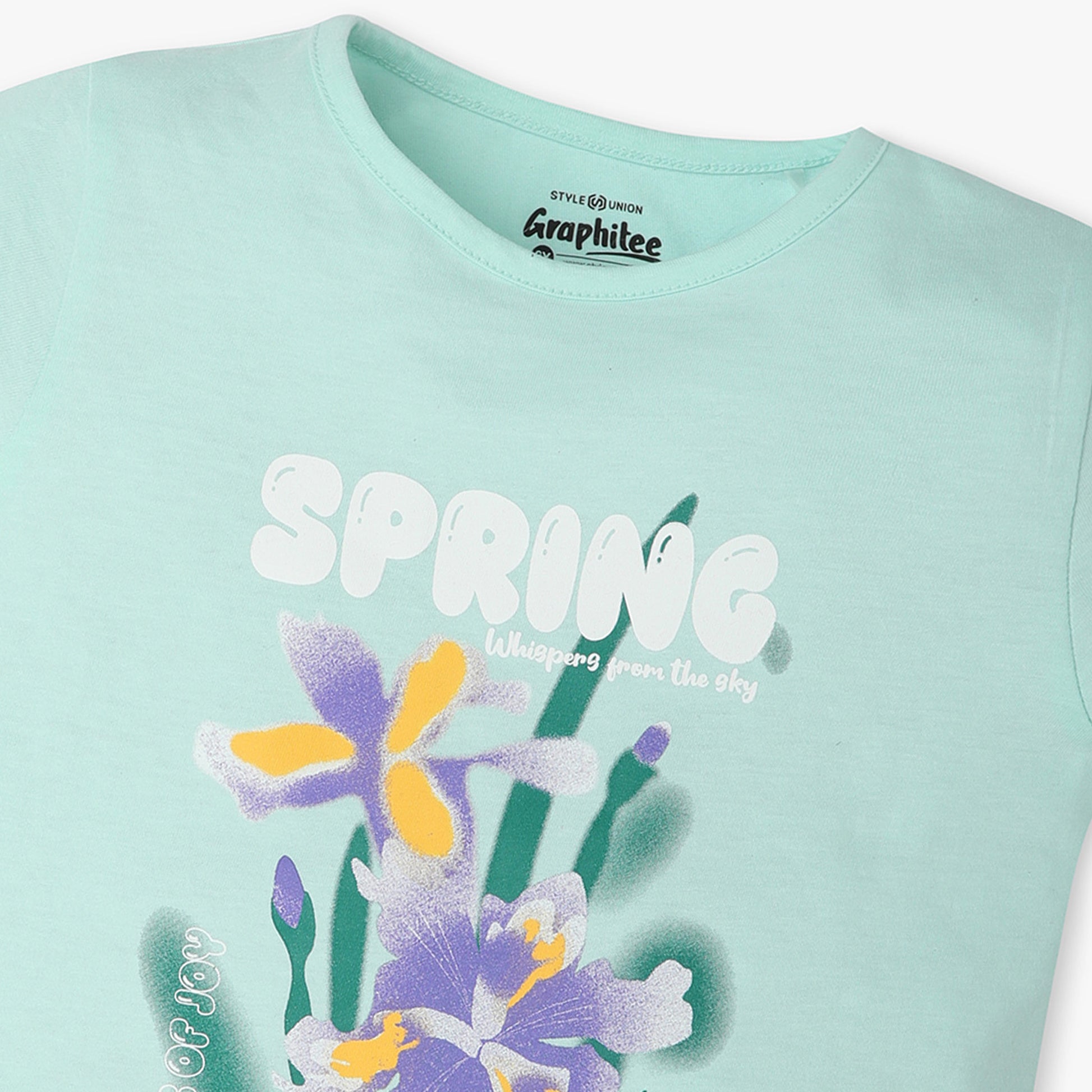 Girls Regular Fit Graphic Crew Neck T-Shirt