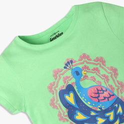 Girls Regular Fit Graphic Crew Neck T-Shirt