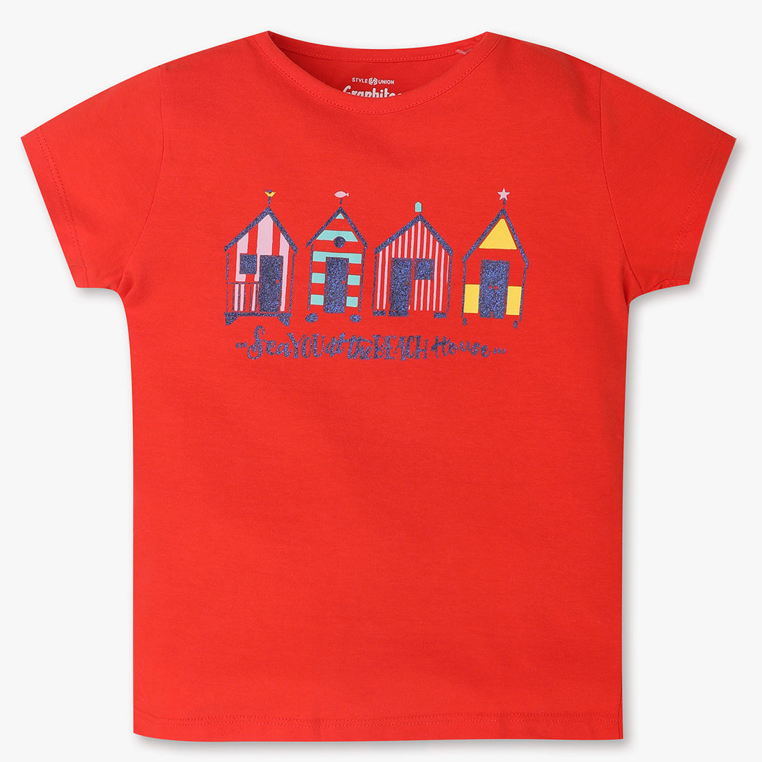 Girls Regular Fit Graphic Crew Neck T-Shirt