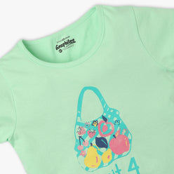 Girls Regular Fit Graphic Crew Neck Short Sleeve T-Shirt