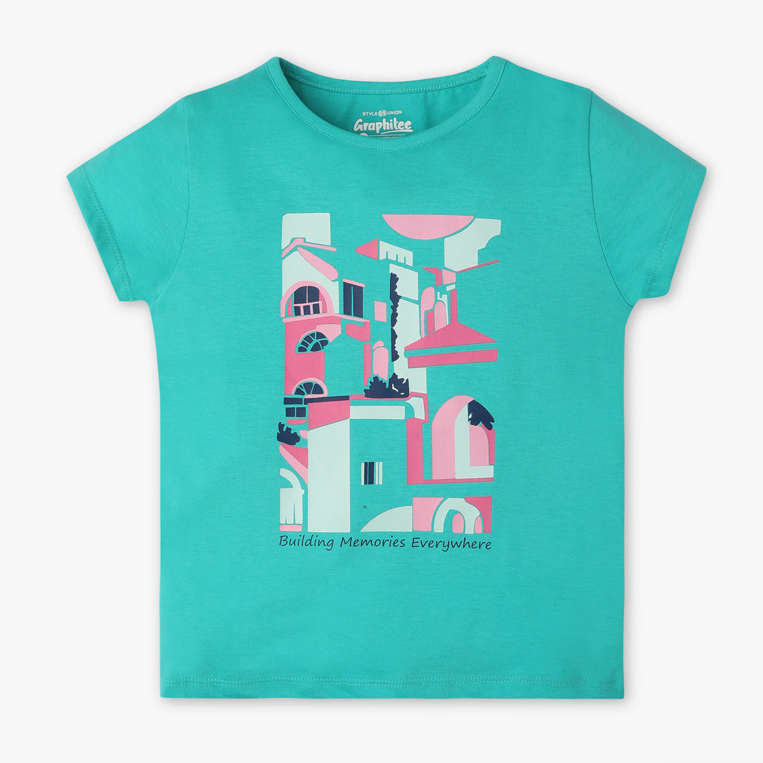 Girls Regular Fit Graphic Crew Neck Short Sleeve T-Shirt