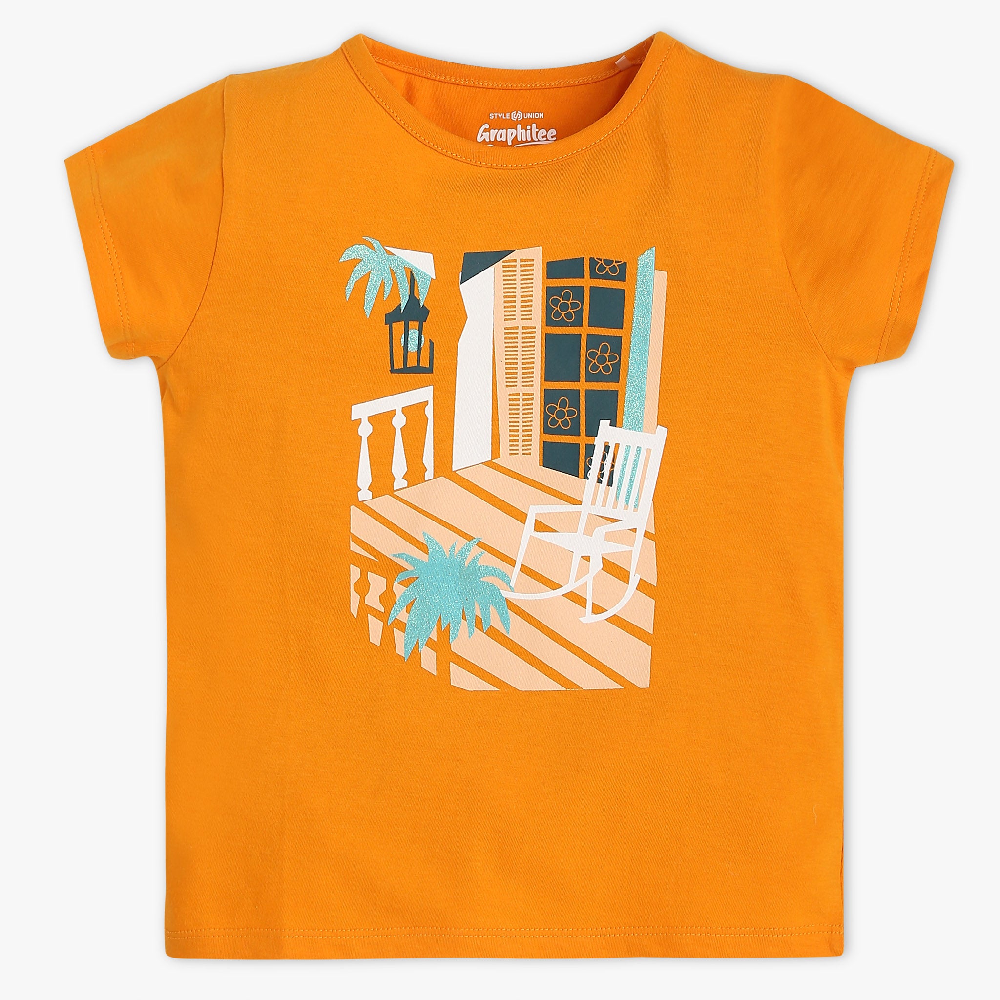 Girls Regular Fit Graphic Crew Neck Short Sleeve T-Shirt