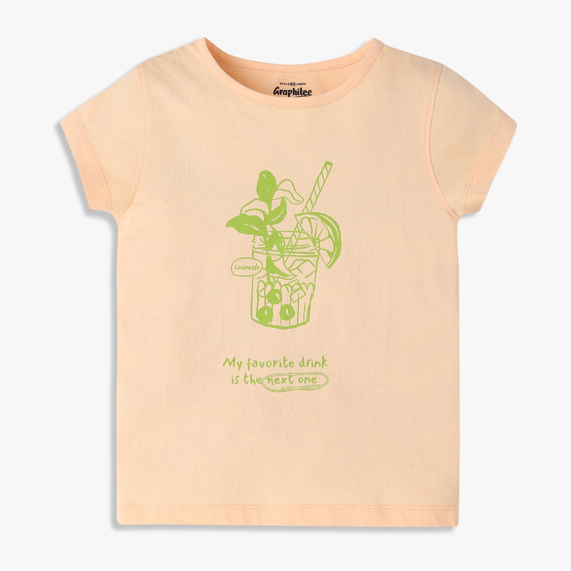 Girls Regular Fit Graphic Crew Neck T-Shirt